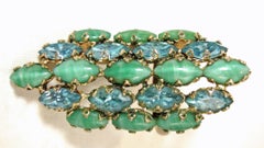 Huge Vintage 1960s Aqua/Green Adjustable Ring