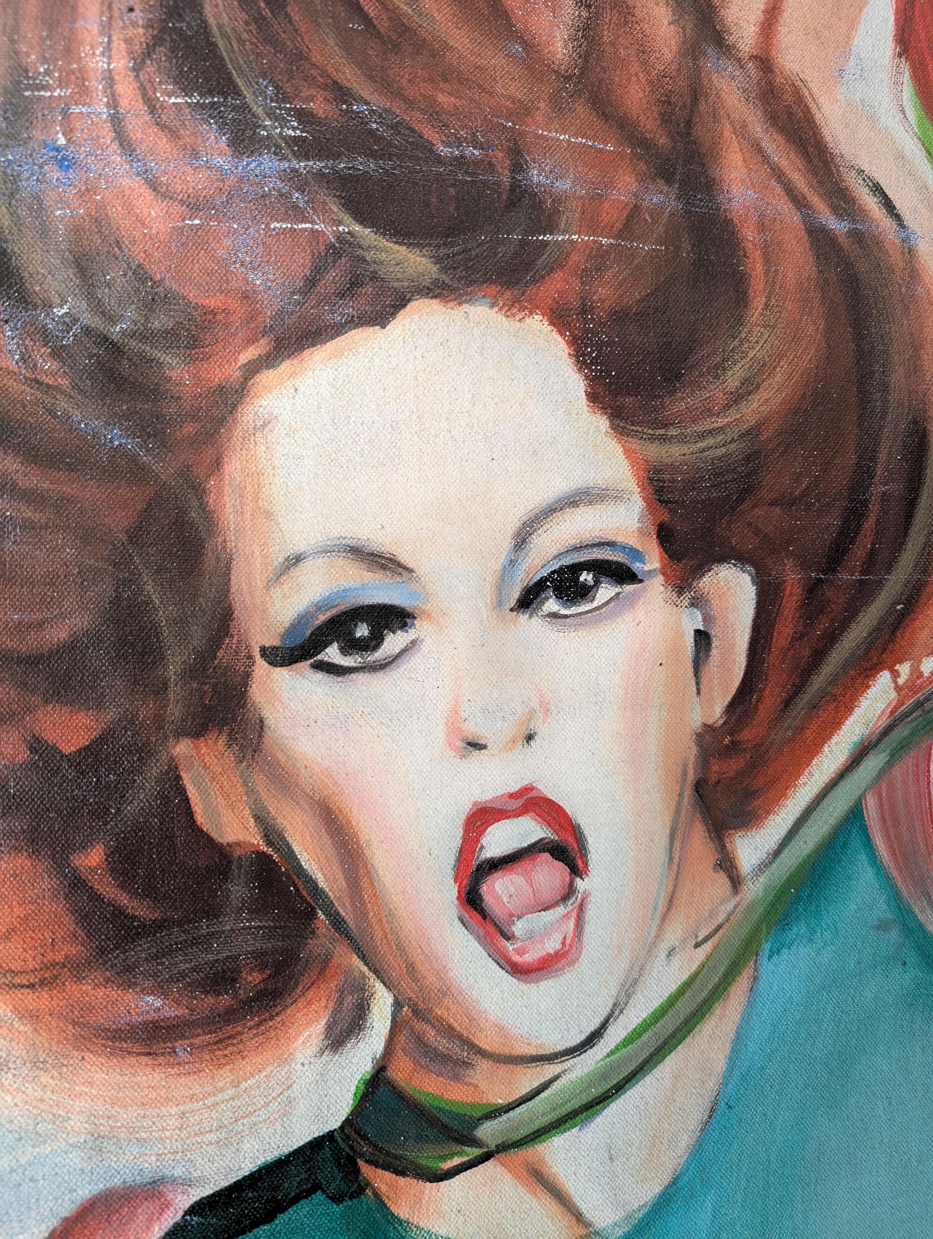 Huge vintage 1970s / 1980s French painted fairground / carnival banner- makeup For Sale 3
