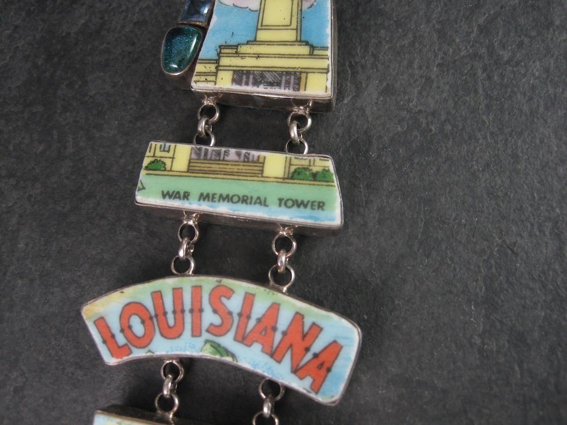 Round Cut Huge Vintage Artisian Sterling Louisiana Bracelet For Sale