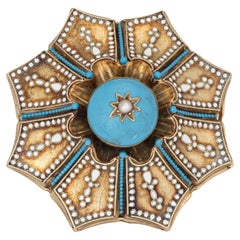 Huge Vintage Blue Enamel Cocktail Ring Sz 7.5 14k Yellow Gold Fleur de Lis