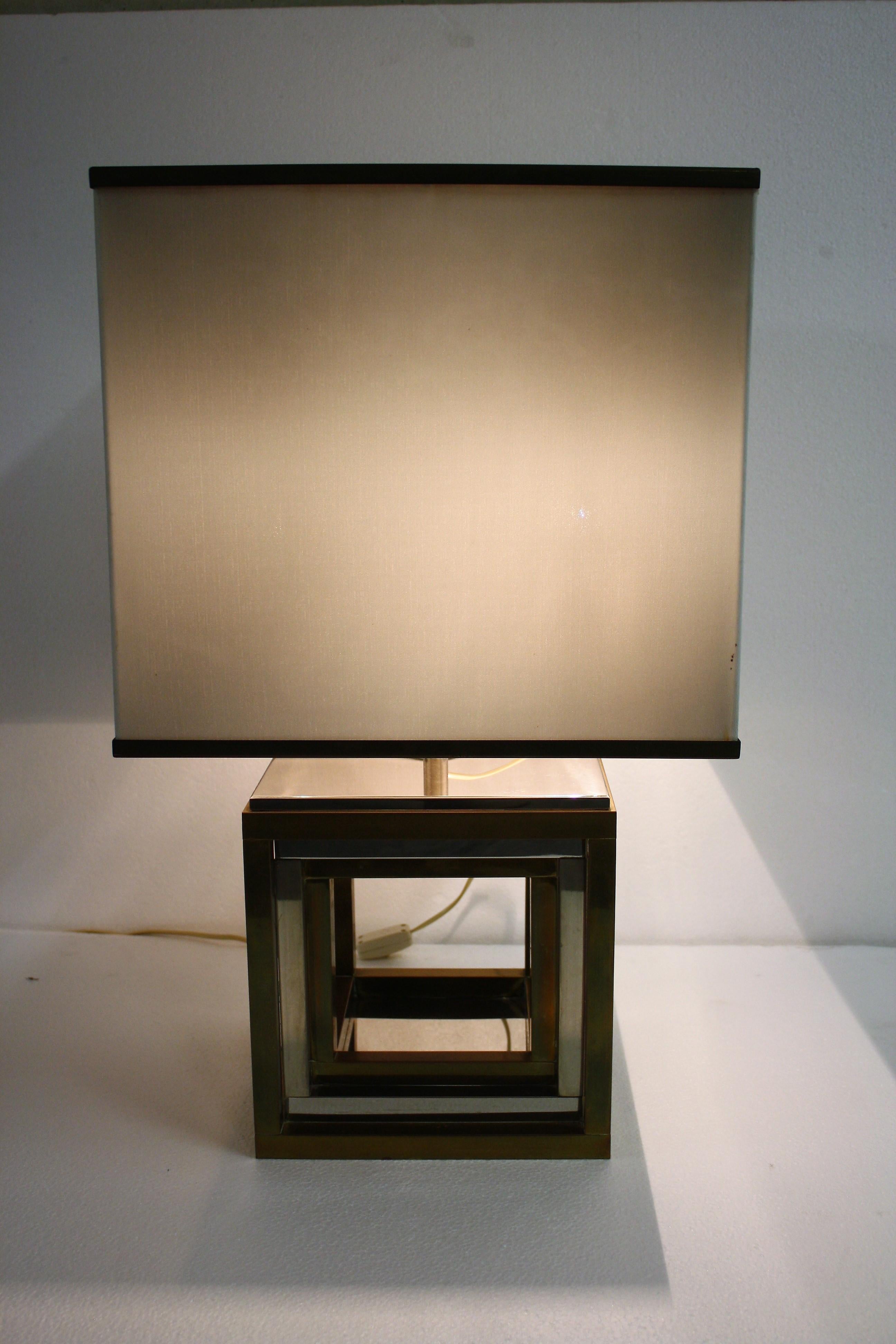 Late 20th Century Huge Vintage Brass and Chrome Table Lamp Signed by Romeo Rega, 1970s