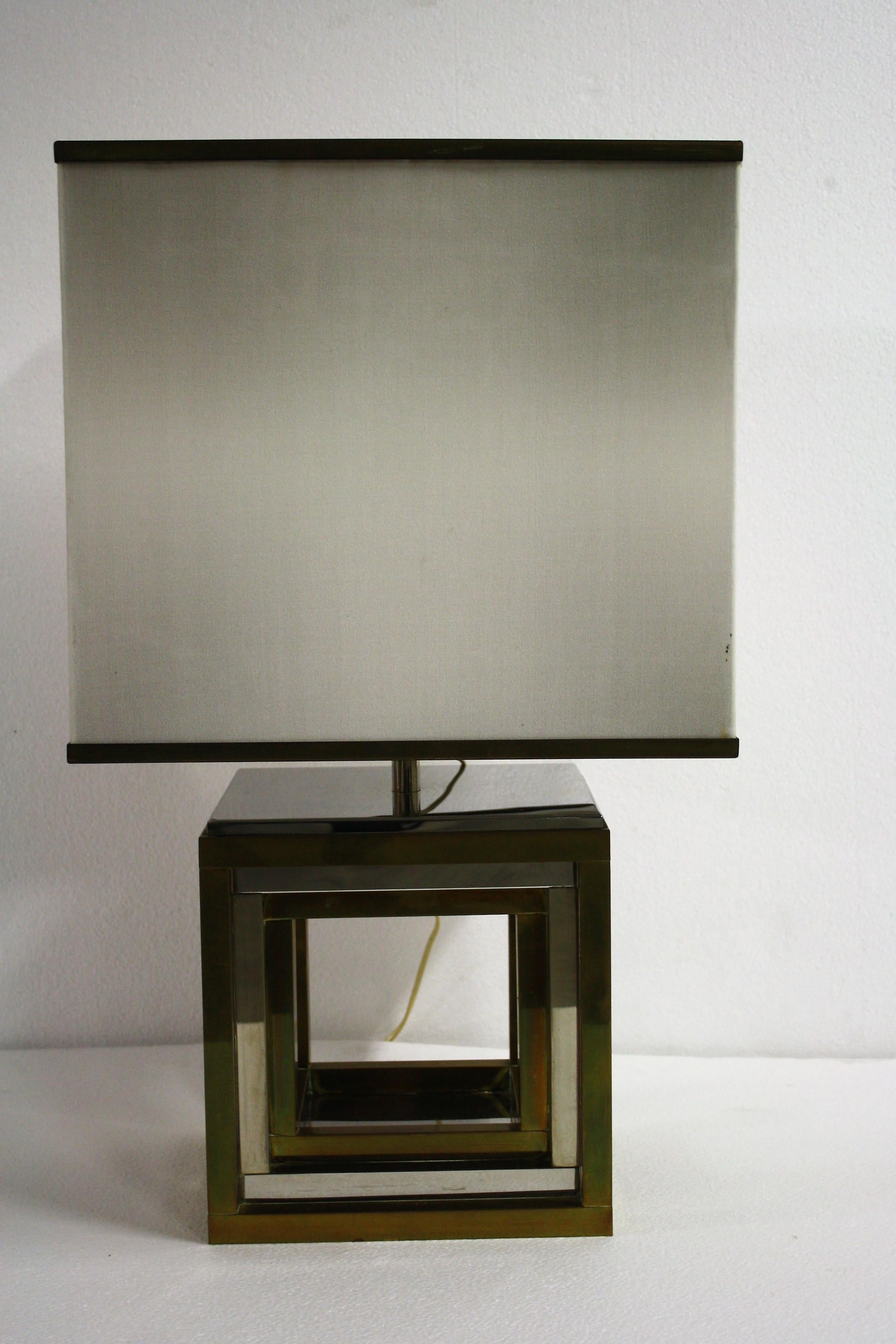 Huge Vintage Brass and Chrome Table Lamp Signed by Romeo Rega, 1970s 3
