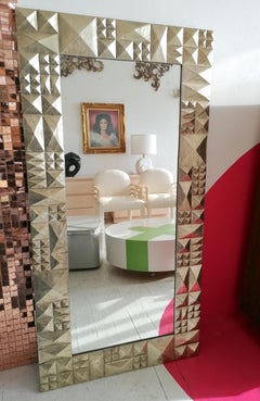 Huge Vintage Brutalist Style Silver Resin Mirror, USA, circa 1980s