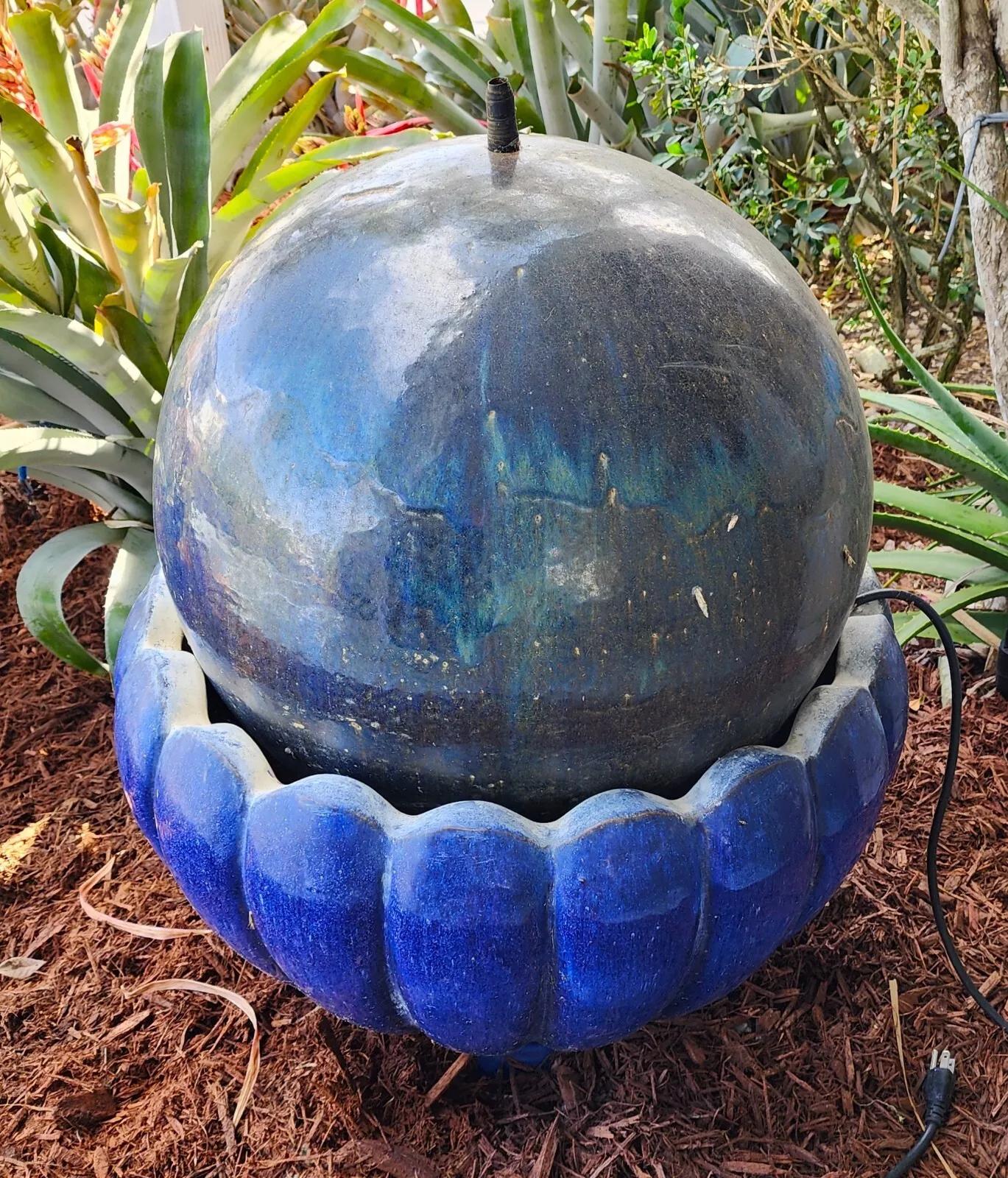 For FULL item description click on CONTINUE READING at the bottom of this page.

Offering One Of Our Recent Palm Beach Estate Fine Furniture Acquisitions Of A
Huge Vintage Ceramic Ball Water Fountain
34
