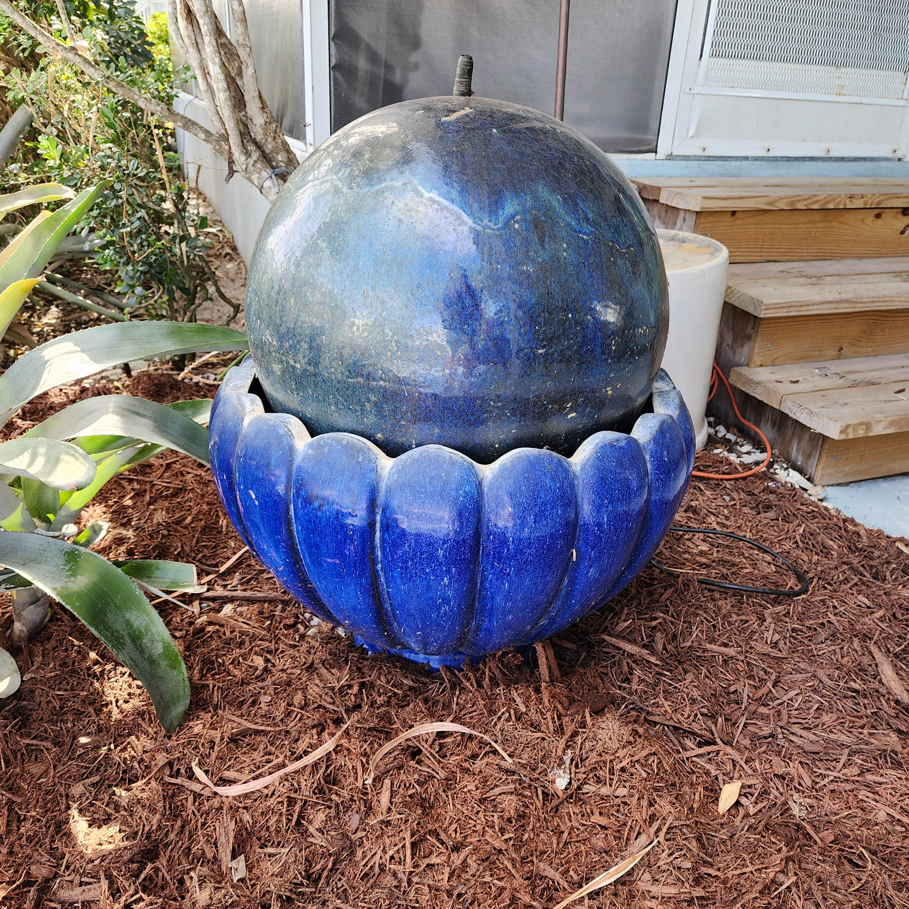 Huge Vintage Ceramic Ball Water Fountain For Sale 1