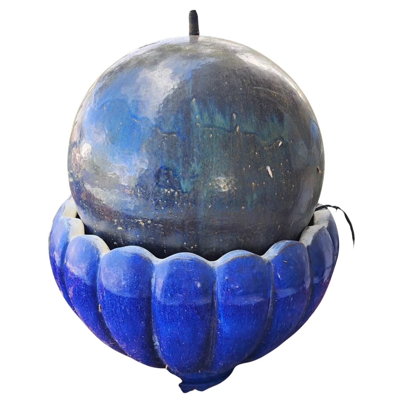 Huge Vintage Ceramic Ball Water Fountain For Sale