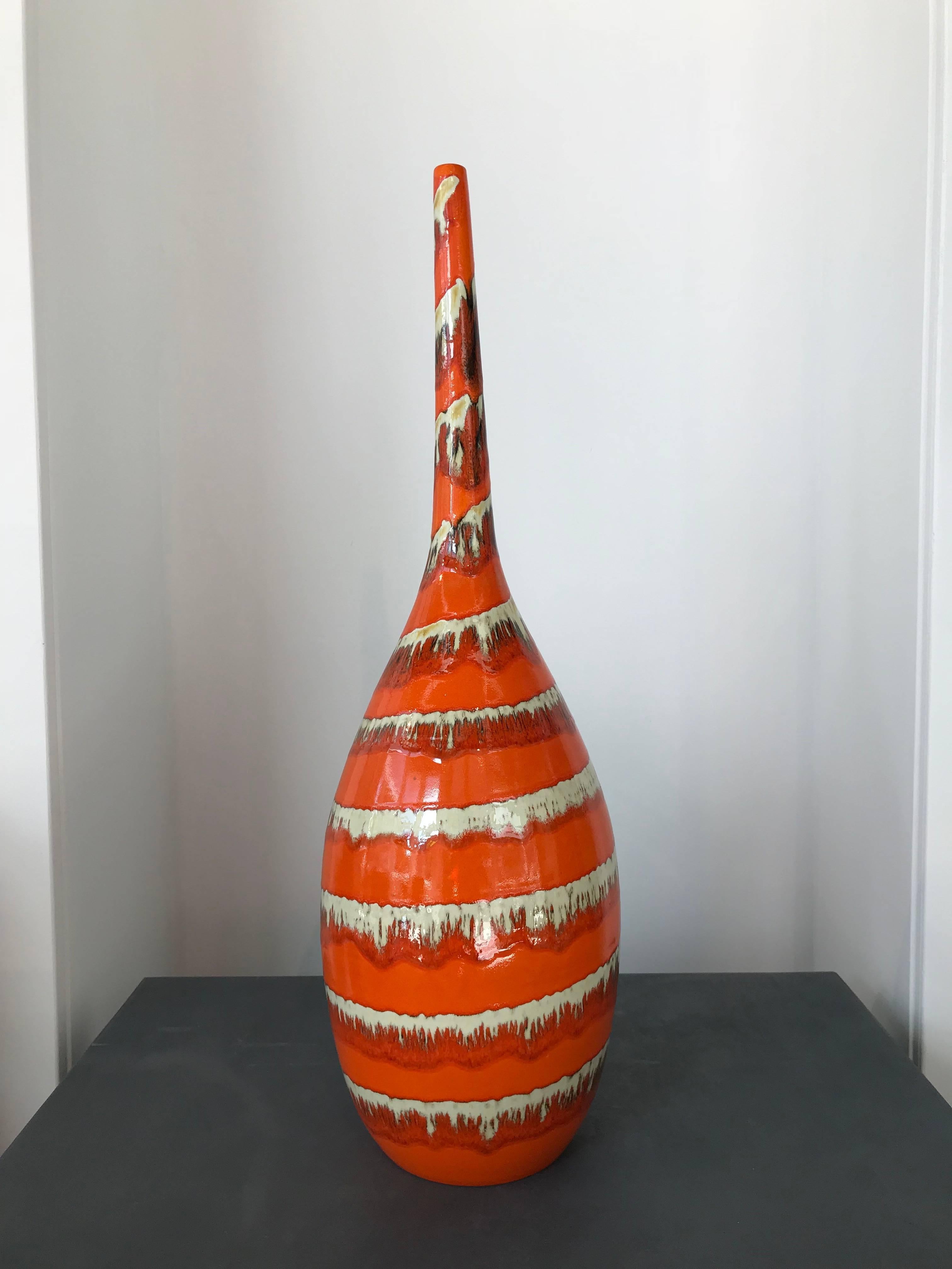 Huge Vintage Ceramic Lava Vase, 1970s, West Germany, handmade 2