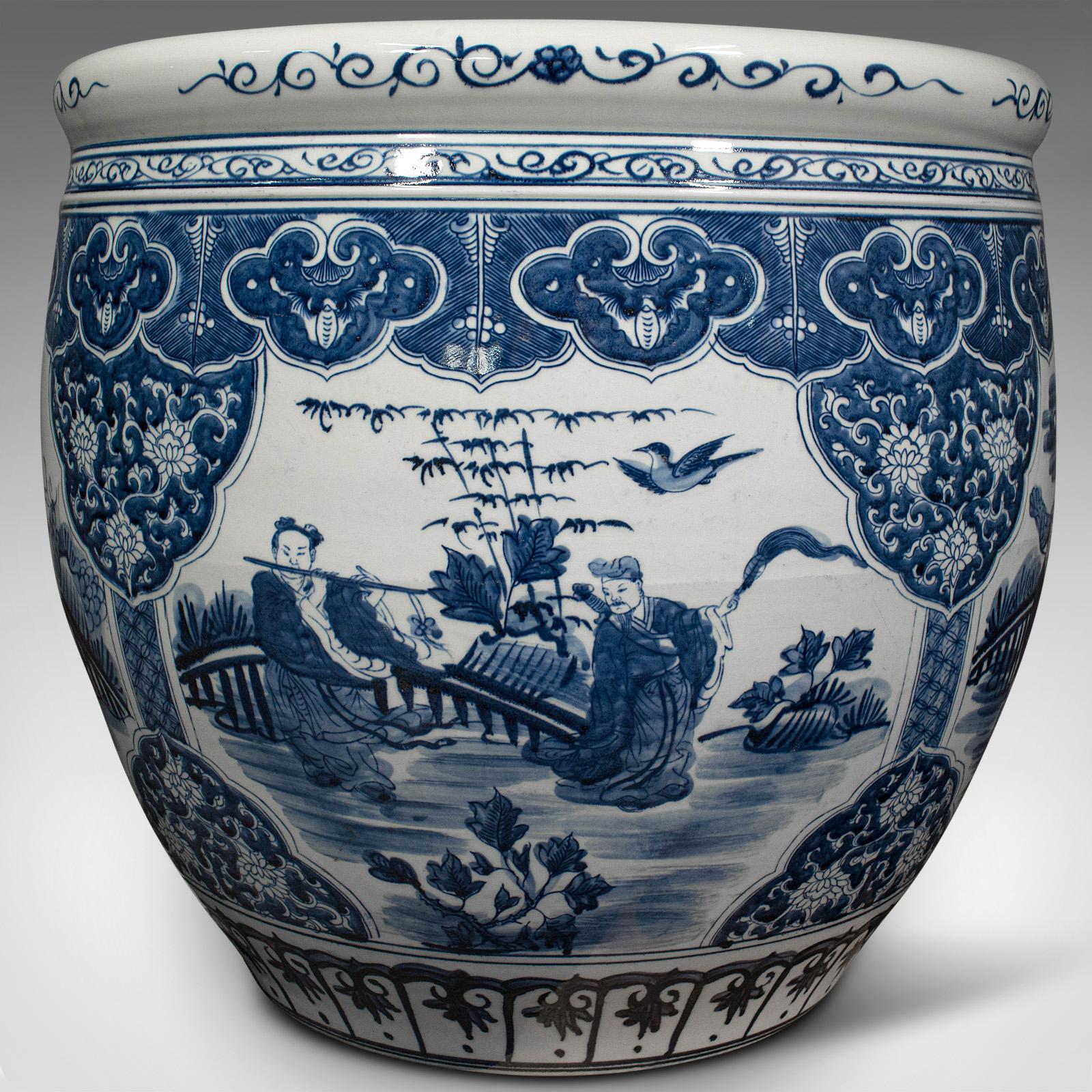 Huge Vintage Decorative Planter, Chinese, Ceramic, Jardiniere Pot, Fish Bowl 3