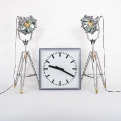 Huge Vintage Eastern European Illuminated Railway Clock by Pragotron