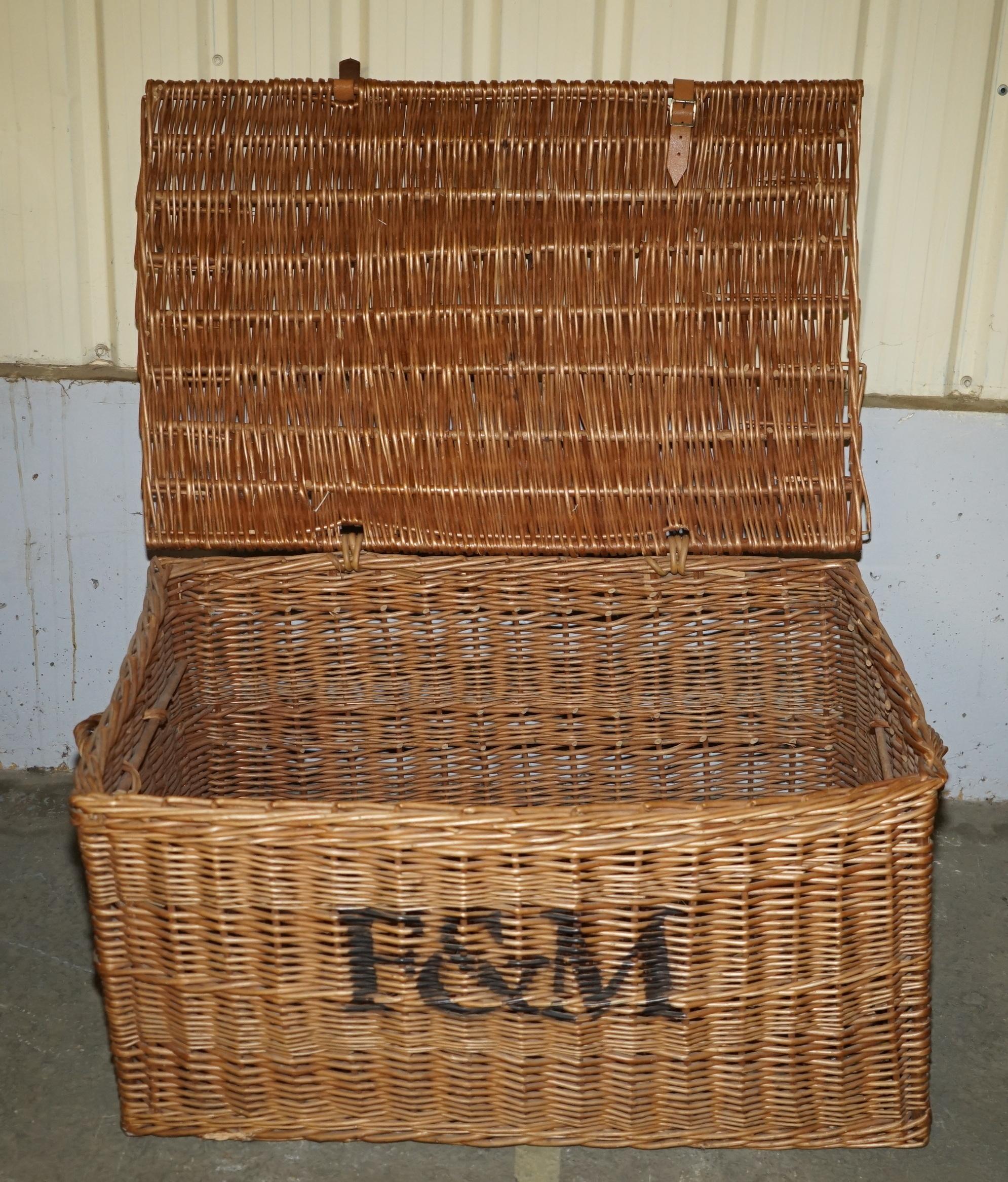 ENORME CESTINO IN VETRINA DI FORTNUM & Mason DEL PRIMO SECOLO 93X63cm CESTINO PER LA LOG STORAGE in vendita 3