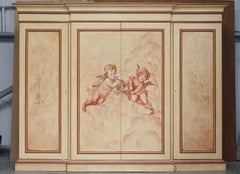 Huge Vintage French Antique Painted Breakfront Wardrobe Fully Dismountable