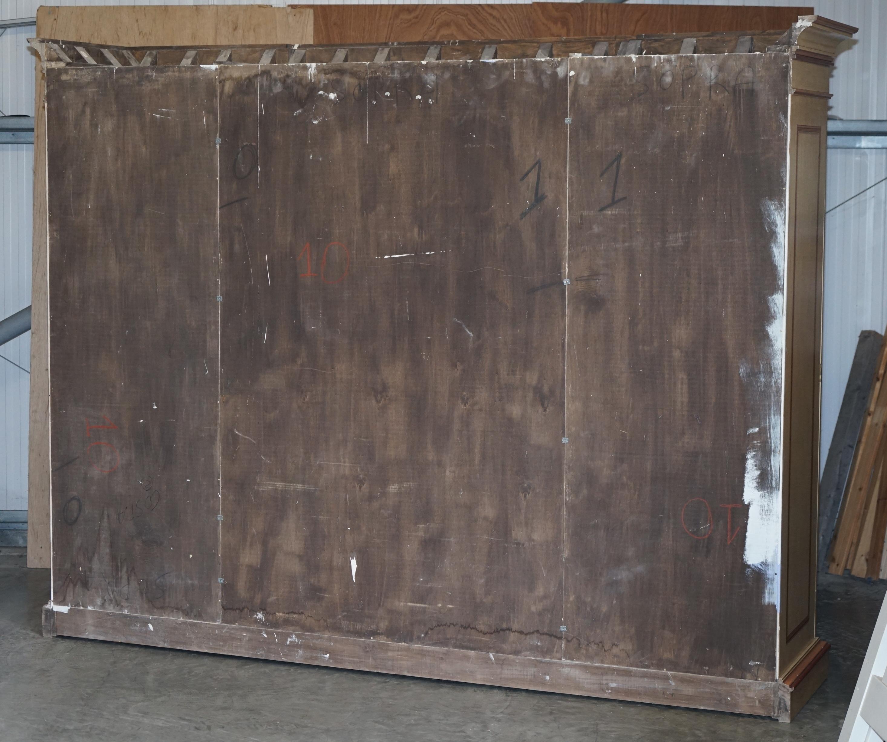 Huge Vintage French Antique Painted Breakfront Wardrobe Fully Dismountable For Sale 15