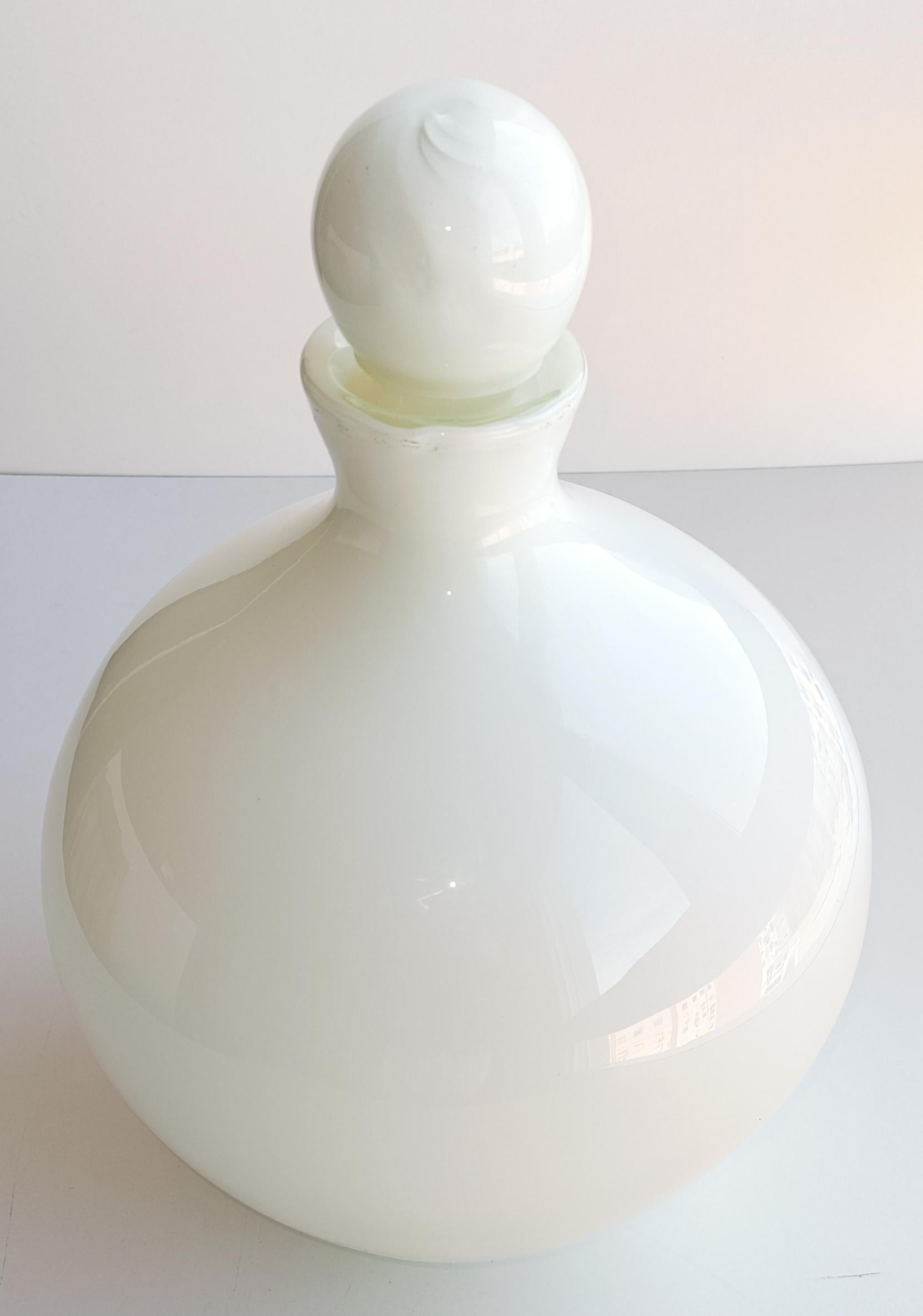 20th Century Huge Vintage French Style Mid Century Murano Pearl White Glass Bottle, 1960s  For Sale