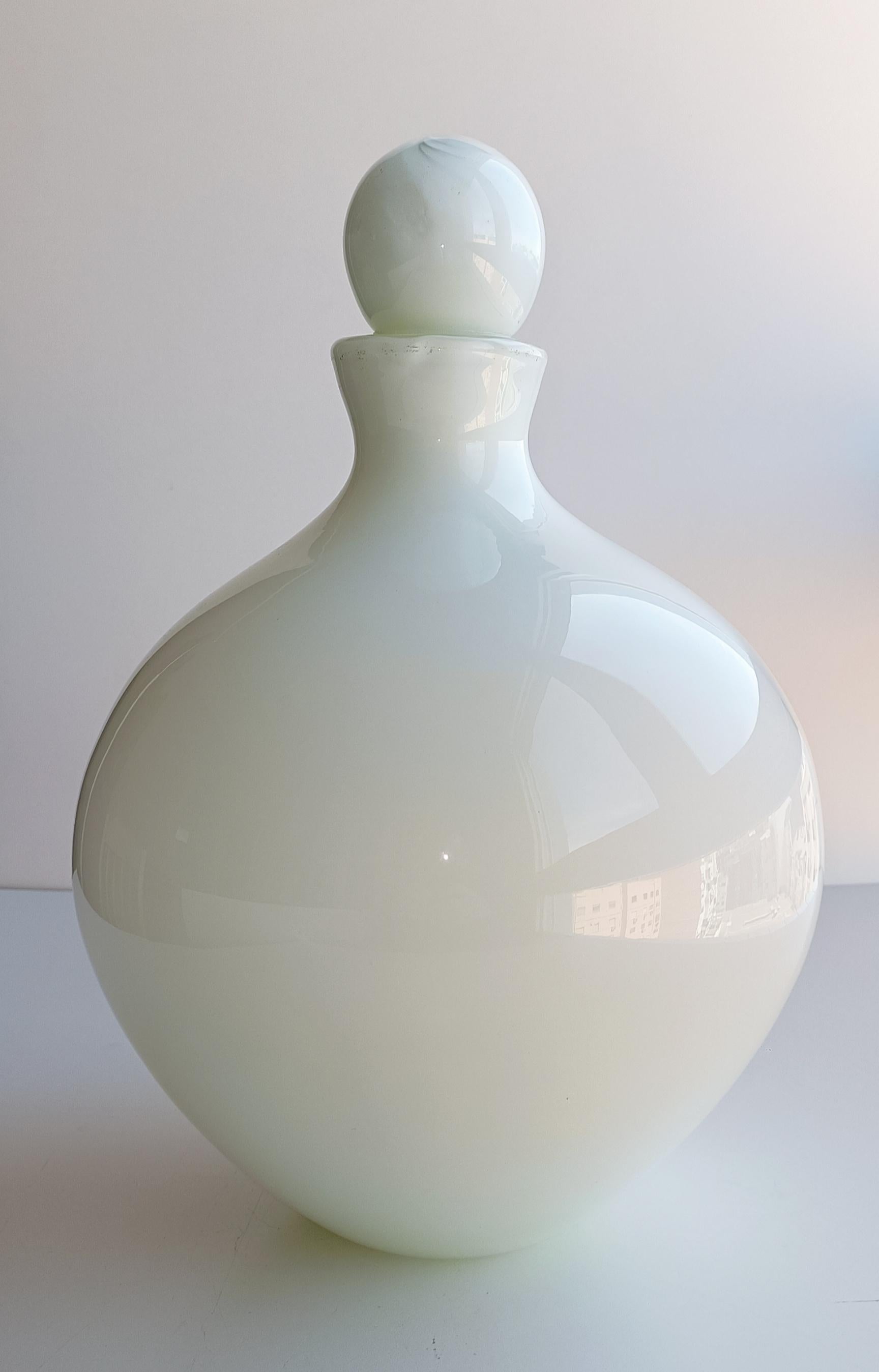 Huge Vintage French Style Mid Century Murano Pearl White Glass Bottle, 1960s  For Sale 1