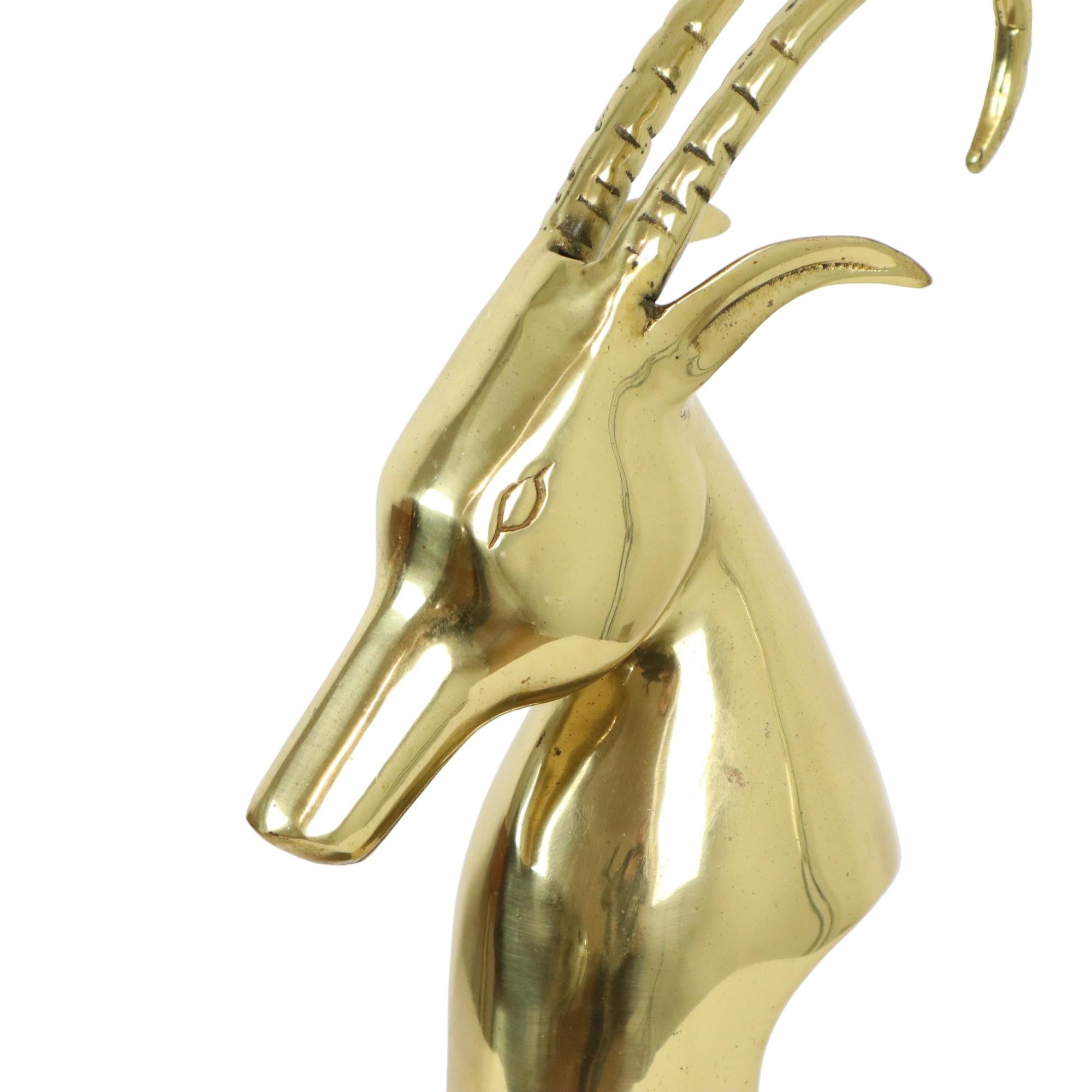 Mid-20th Century Huge Vintage Golden Ibex Gazelle Ram Head Copper Sculpture XL 56cm For Sale