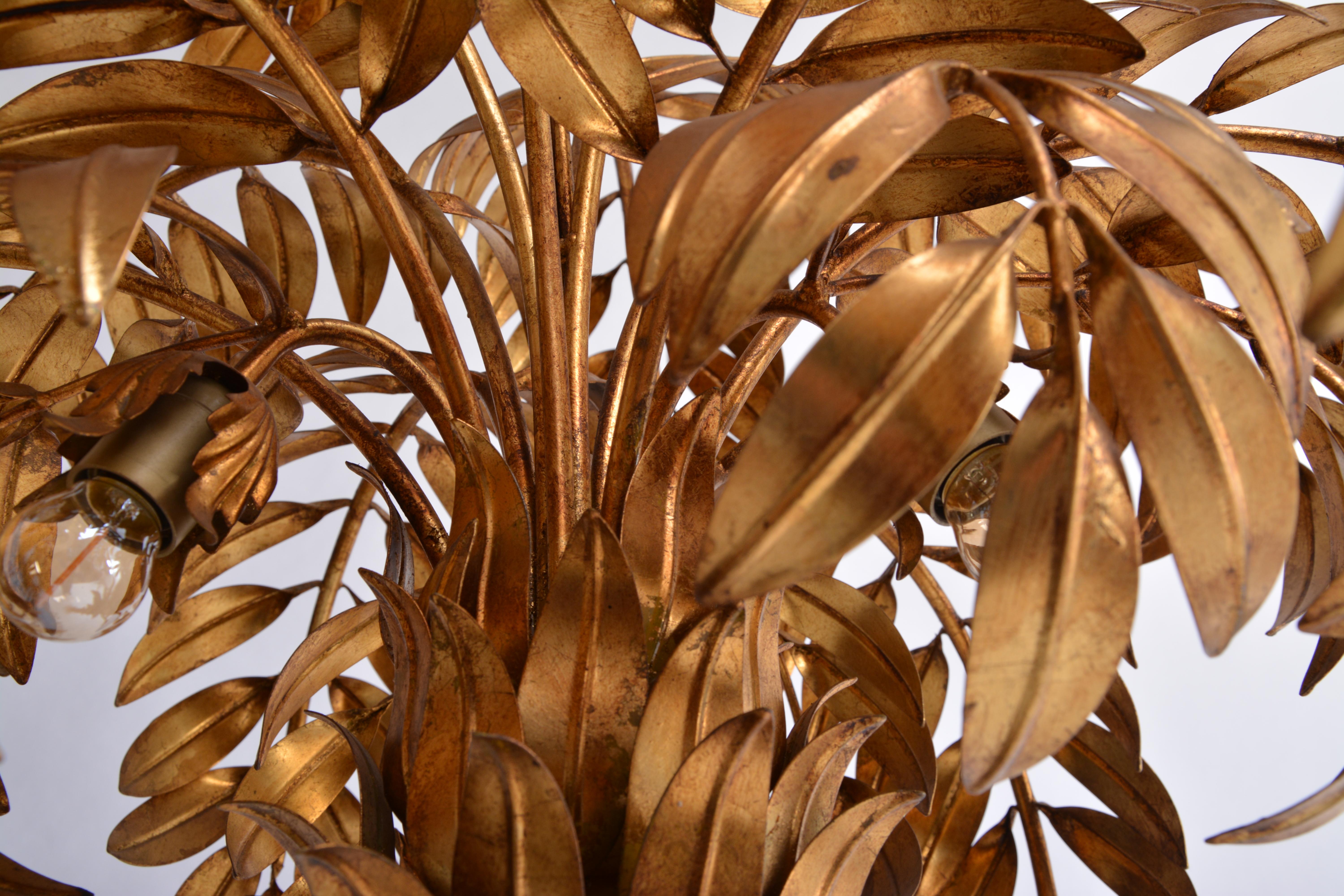 Huge golden Hollywood Regency palm tree floor lamp by Hans Kögl 1