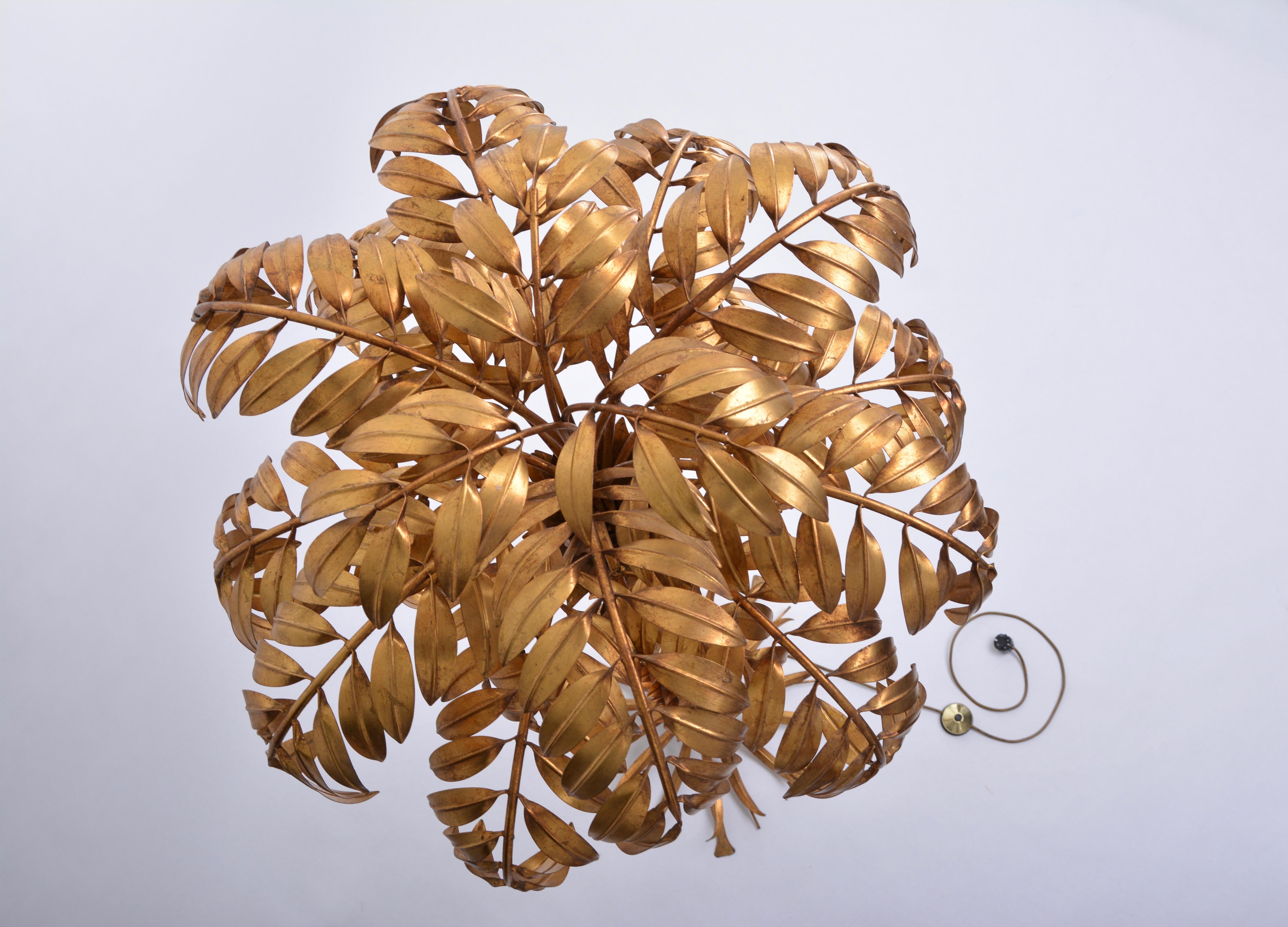 Huge golden Hollywood Regency palm tree floor lamp by Hans Kögl 2