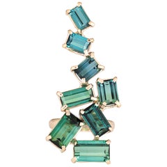 Huge Vintage Green Tourmaline Ring 14 Karat Gold Cocktail Jewelry Estate Fine
