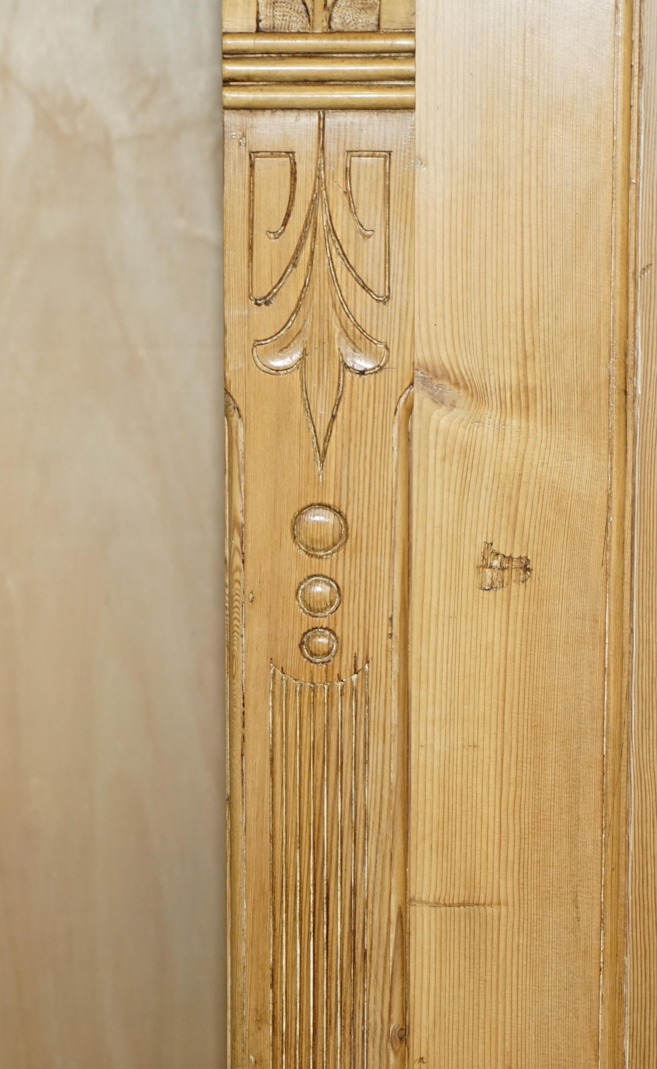 Hand-Crafted HUGE ViNTAGE HAND CARVED SWEDISH PINE WARDROBE ARMOIRE MASSIVE STORAGE SPACE For Sale