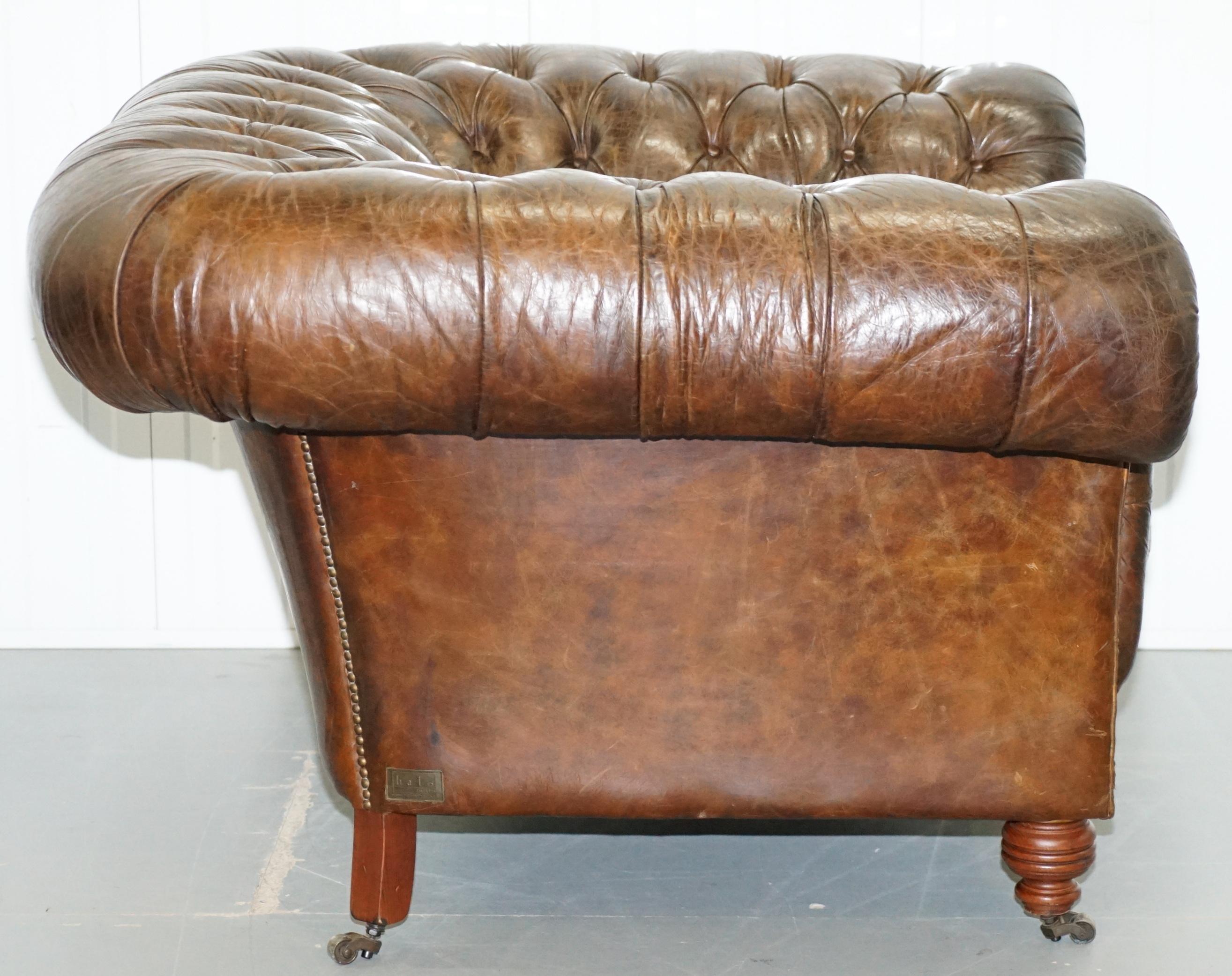 Huge Vintage Heritage Leather Wide Chesterfield Brown Leather Armchair 13