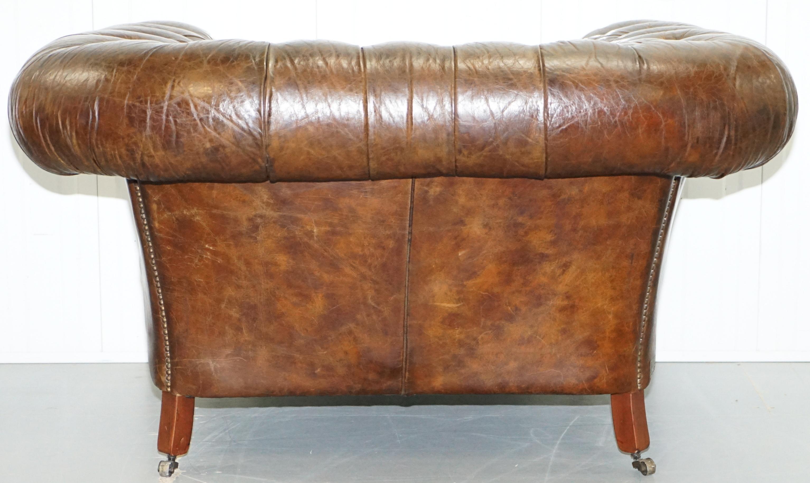 Huge Vintage Heritage Leather Wide Chesterfield Brown Leather Armchair 15
