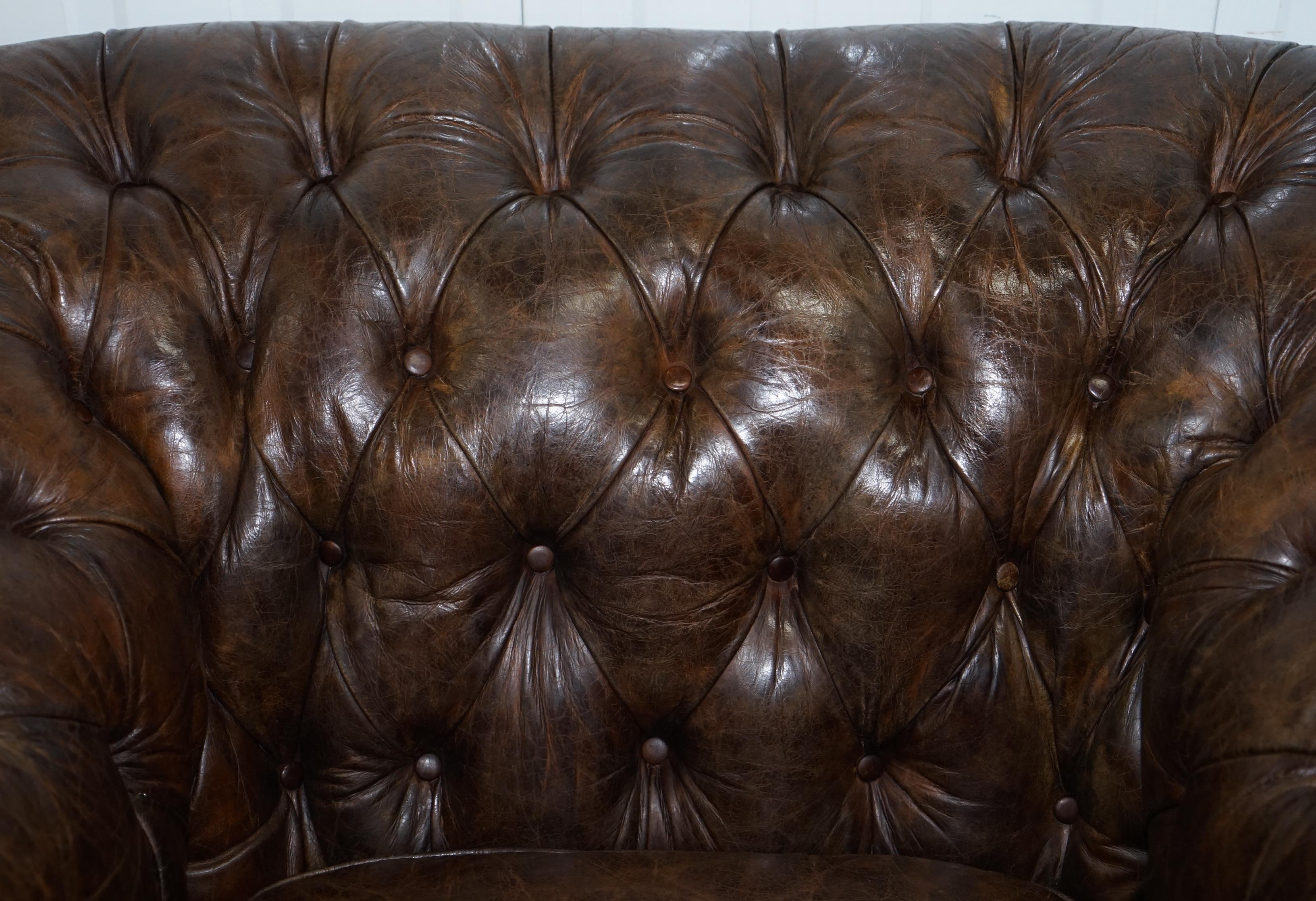 Contemporary Huge Vintage Heritage Leather Wide Chesterfield Brown Leather Armchair