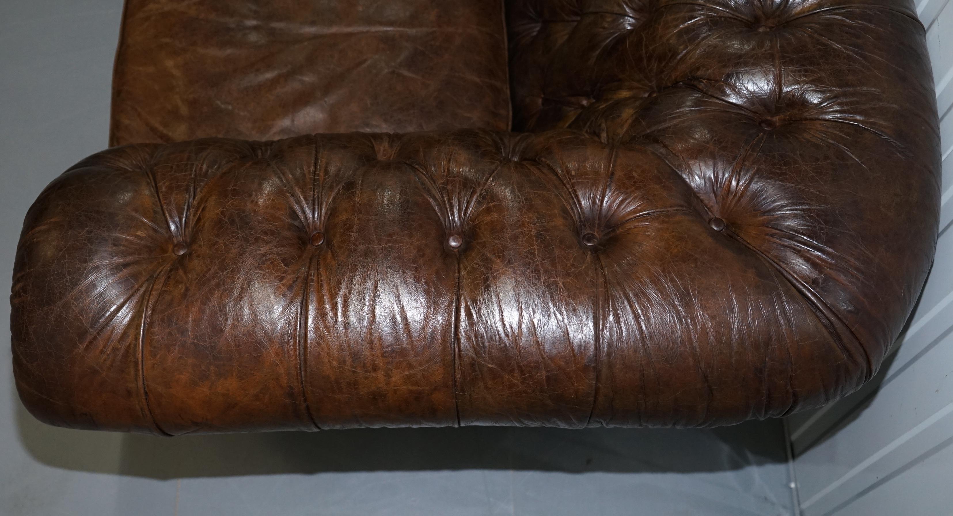 Huge Vintage Heritage Leather Wide Chesterfield Brown Leather Armchair 2