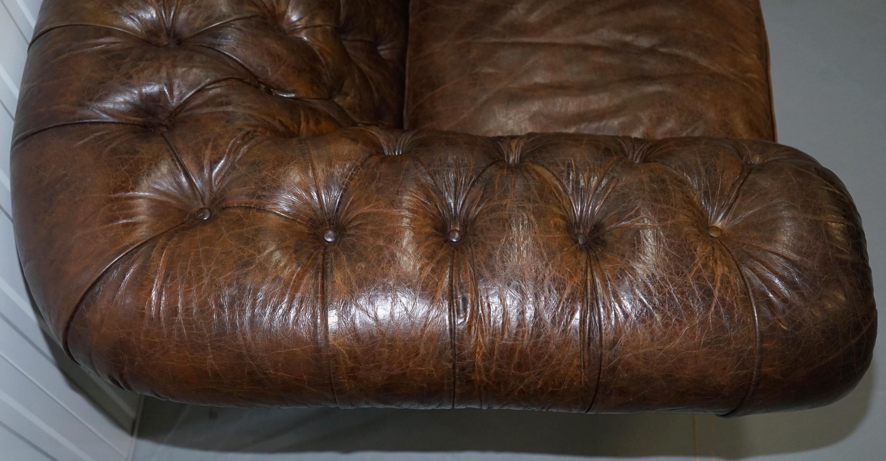 Huge Vintage Heritage Leather Wide Chesterfield Brown Leather Armchair 4
