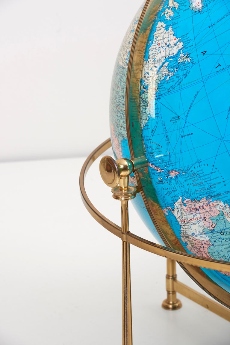 Huge Vintage Illuminated Globe with Brass Stand For Sale at 1stDibs