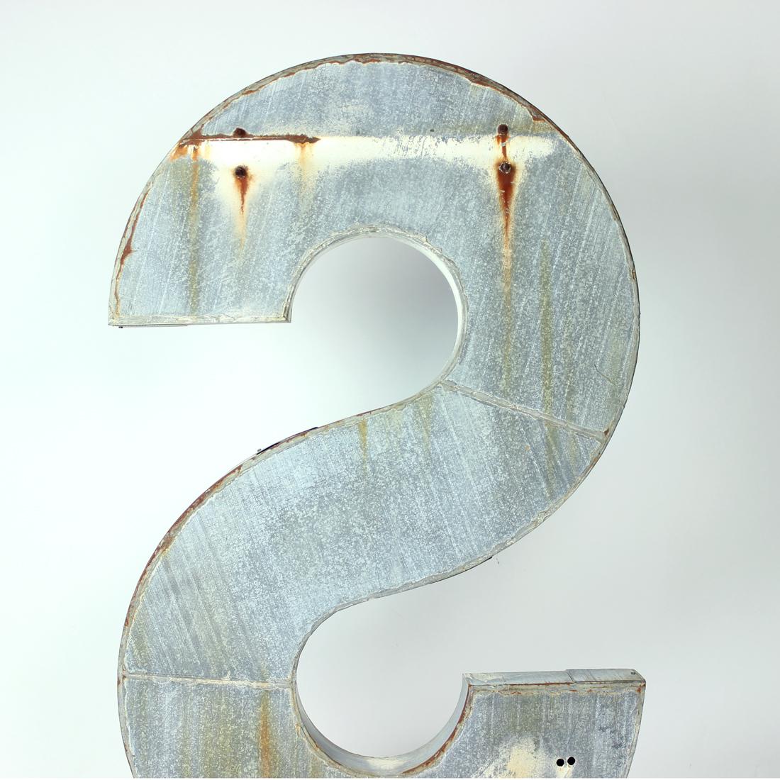 Amazing piece of vintage wall art. An industrial letter made of zinc sheet. Original sign used until recently in a factory in Czechoslovakia. Produced in 1950s. The letter is huge, 142cm high. It is definitely a statement whereever this piece