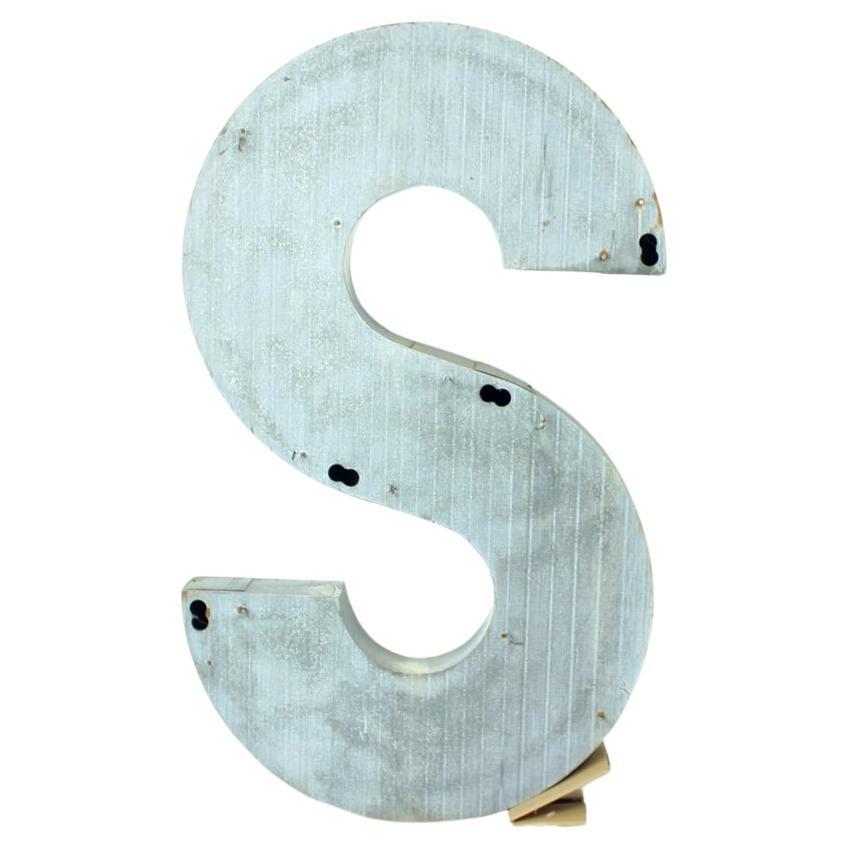 Huge Vintage Industial Zinc Letter S, Czechoslovakia 19650s