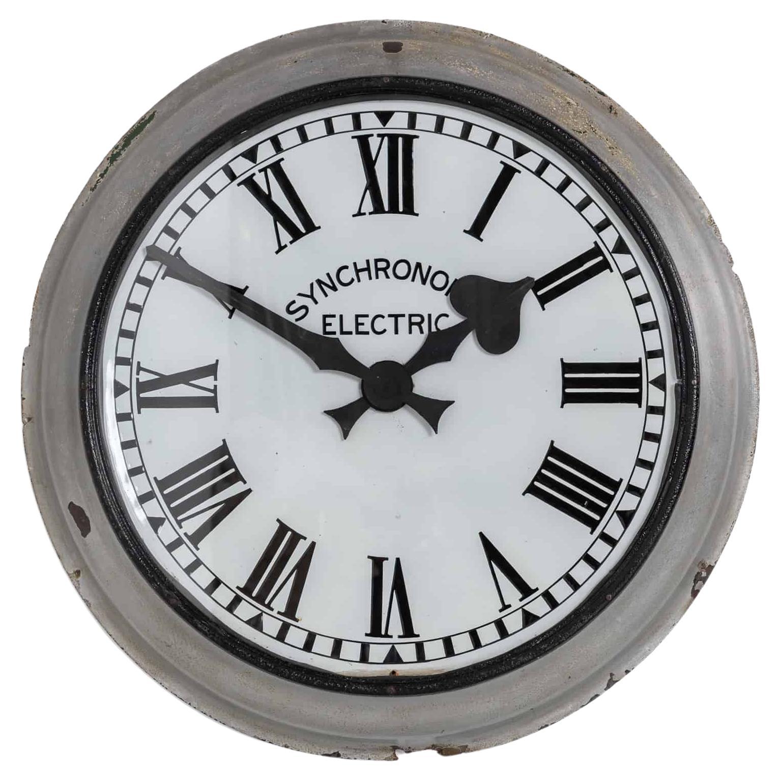 HUGE Vintage Industrial Synchronome Factory Wall Clock, c.1930