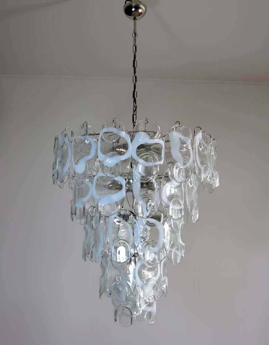 Huge Vintage Italian Murano chandelier lamp by Vistosi - 50 glasses For Sale 2