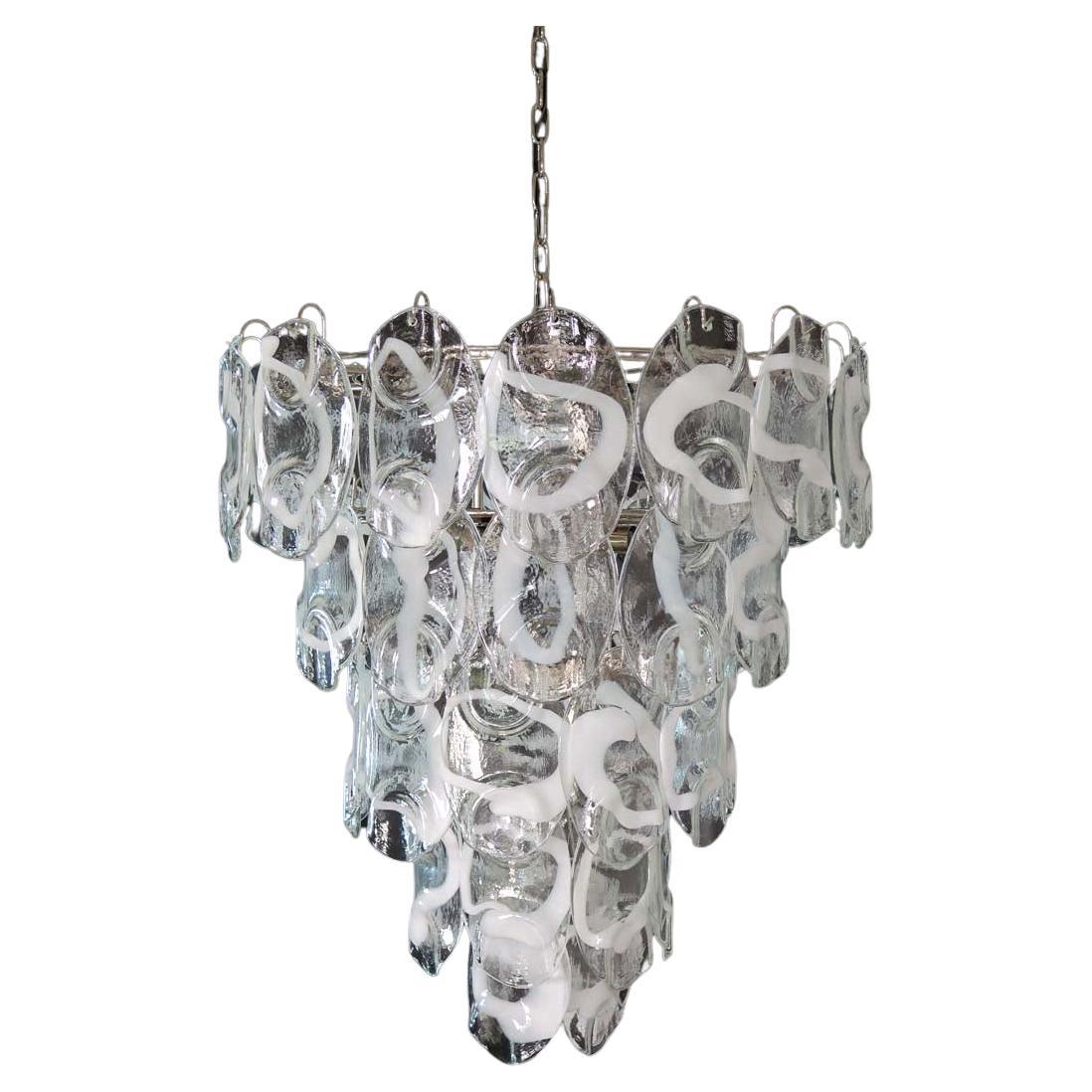 Grande lampe de lustre italienne de Murano par Vistosi - 50 verres en vente