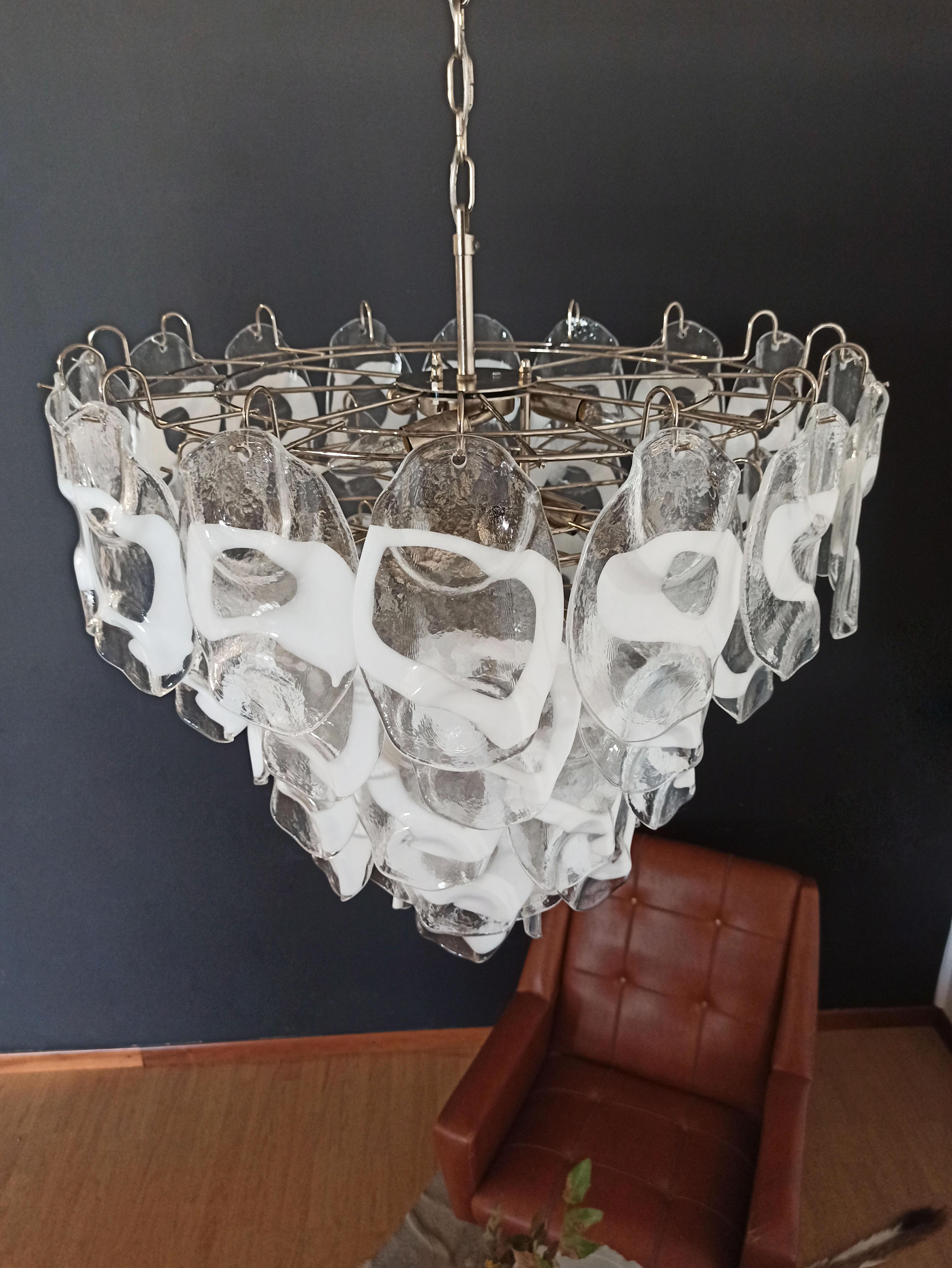 Huge Vintage Italian Murano Chandelier Lamp by Vistosi, 57 Glasses For Sale 7