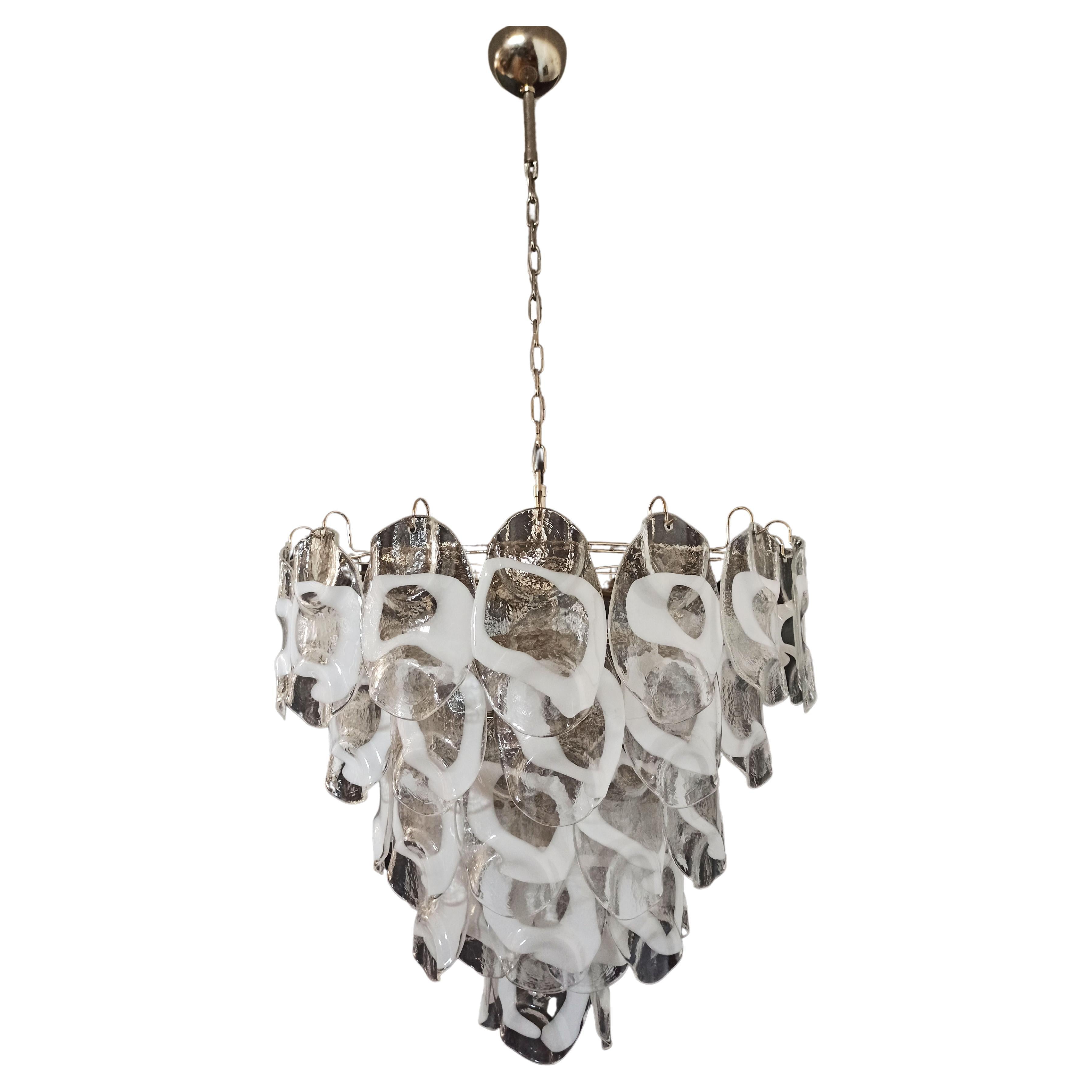 Große italienische Murano-Kronleuchterlampe im Vintage-Stil von Vistosi, 57 Gläsern im Angebot