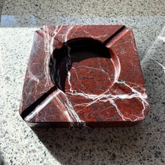 Huge Vintage Italian Oxblood Rosso Marble Ashtray, circa 1950s