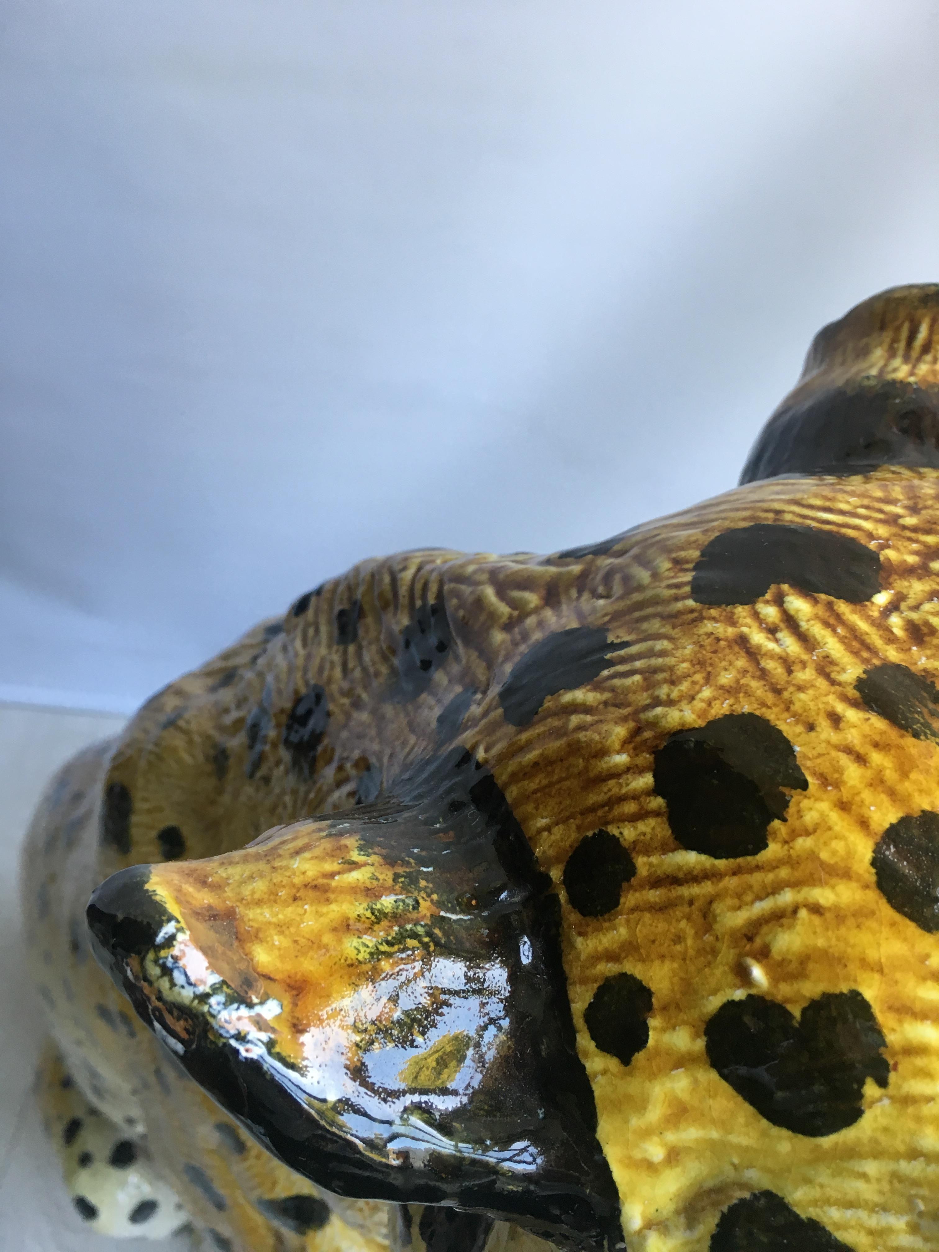 Huge Vintage Italian Terracotta Cheetah Statue 2