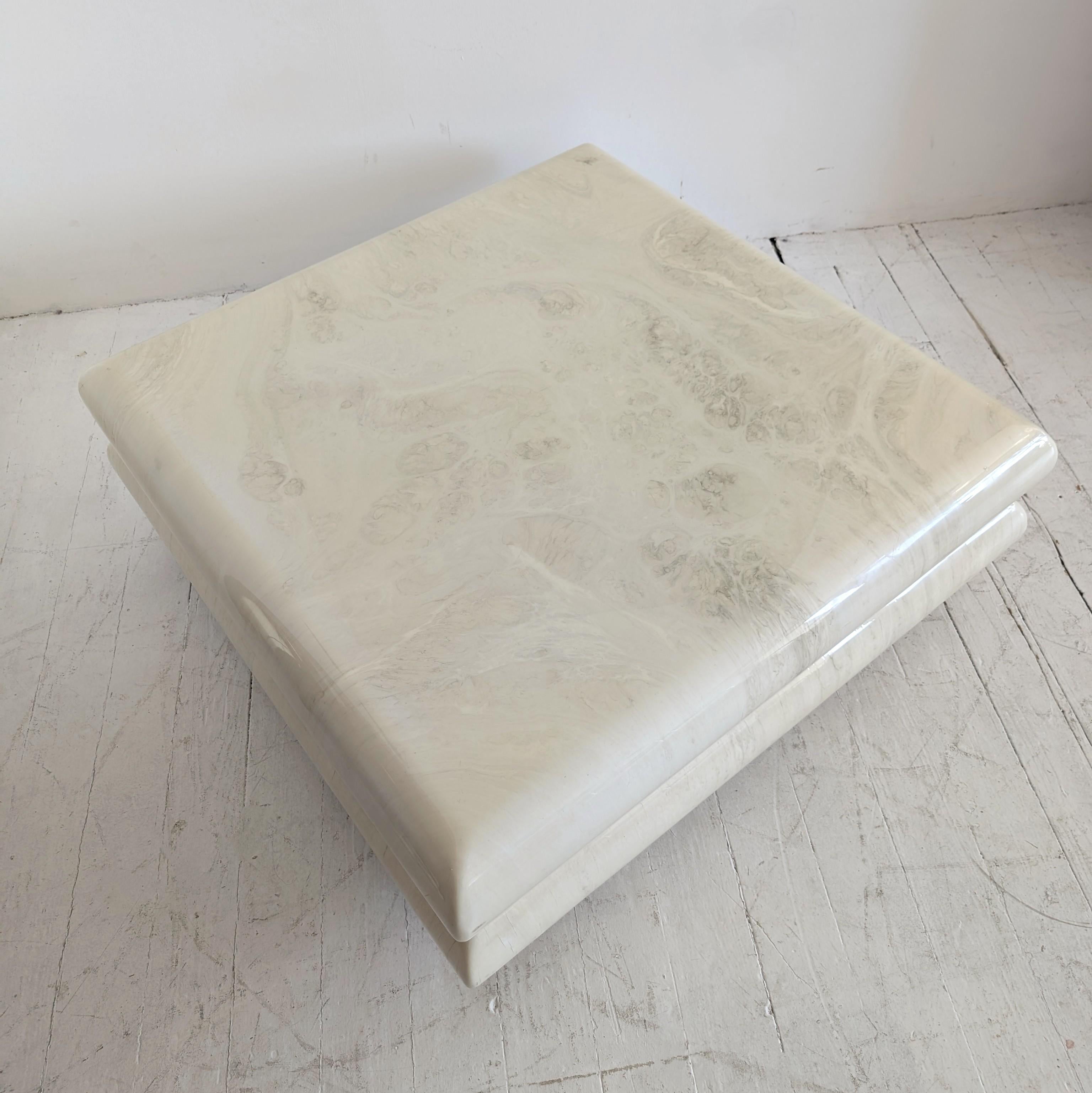 Huge vintage lacquered wood bullnose coffee table Italy 1980s Karl Springer styl en vente 2