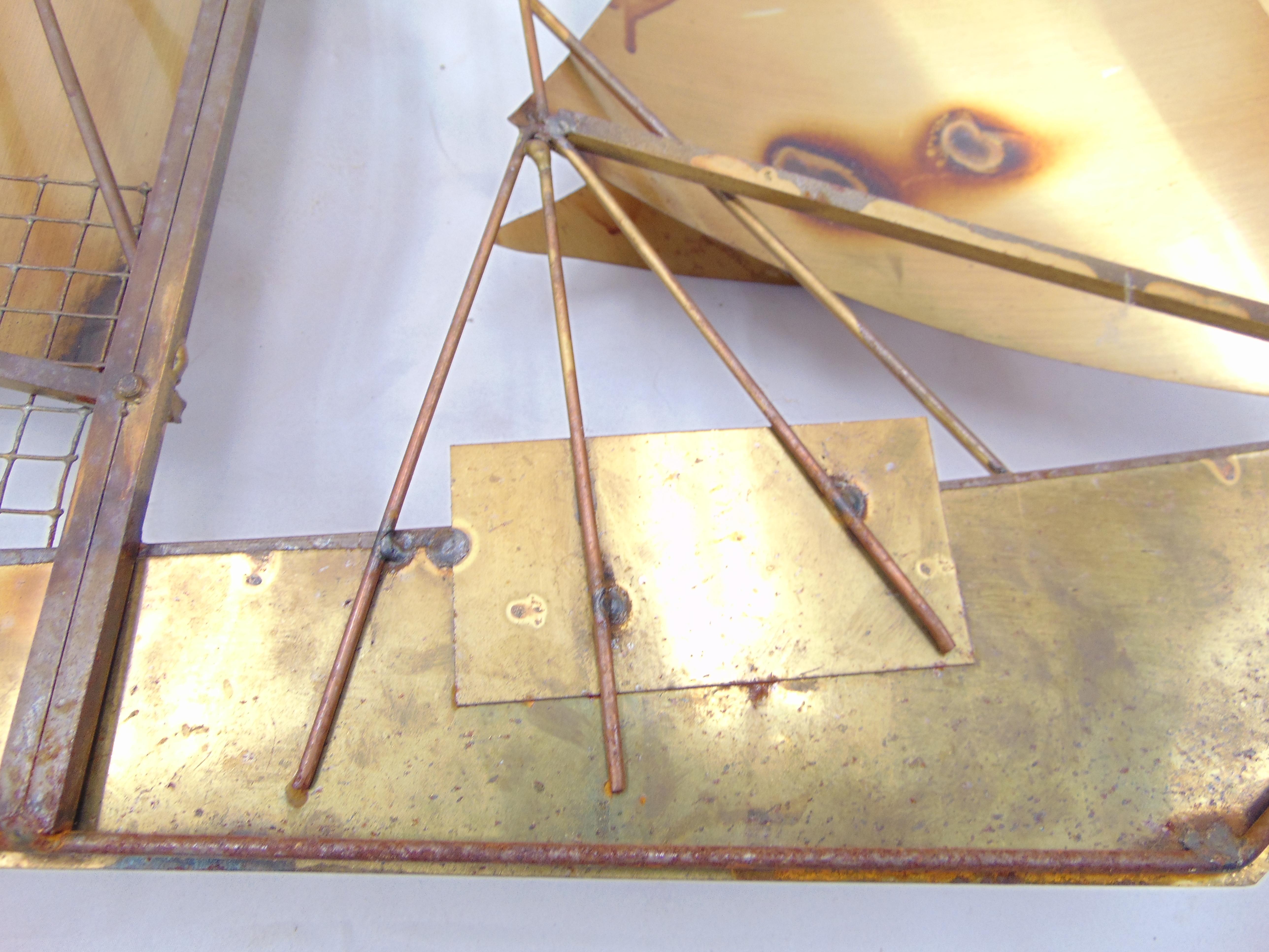 Huge Vintage Midcentury Brass Sailboat Wall Art by Wiley For Sale 3