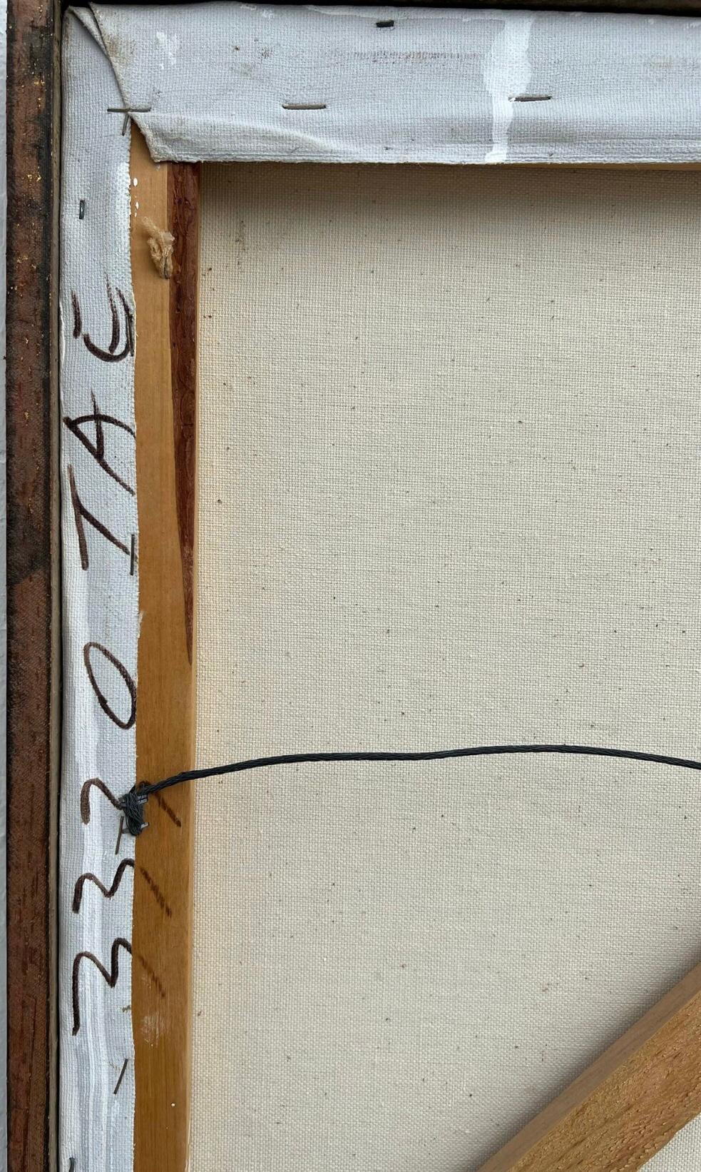 Enorme dipinto ad olio asiatico della metà del secolo scorso di Lee Reynolds con cornice in finto bambù dorato in vendita 3