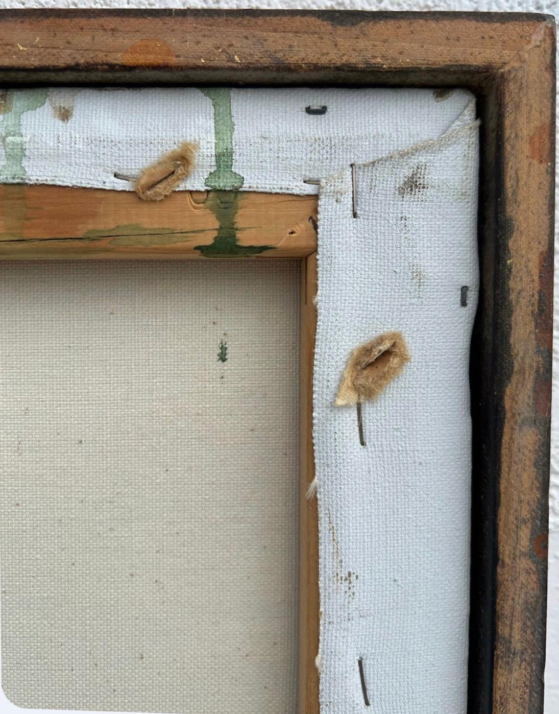 Enorme dipinto ad olio asiatico della metà del secolo scorso di Lee Reynolds con cornice in finto bambù dorato in vendita 4