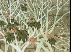 Huge Vintage Mid Century Lee Reynolds Asian Oil Painting Faux Gold Bamboo Framed