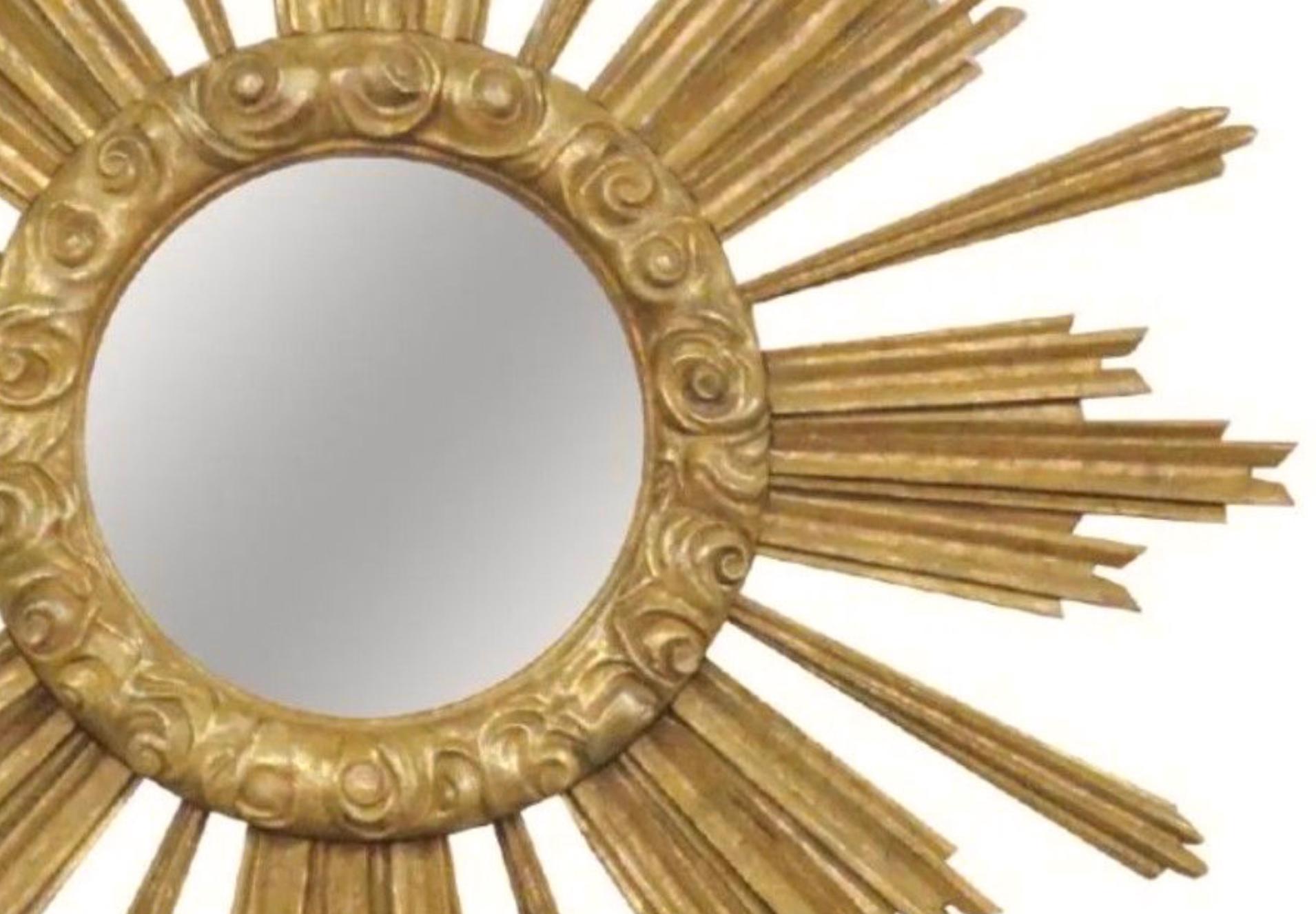 Riesiger Vintage Mid Century Modern Giltwood Starburst-Spiegel (Moderne der Mitte des Jahrhunderts)