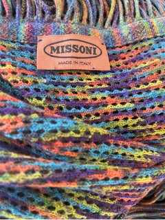 Huge Vintage Missoni 90s Colorido Fringe Knit Zig Zag Oversized Cape Piano Shawl
