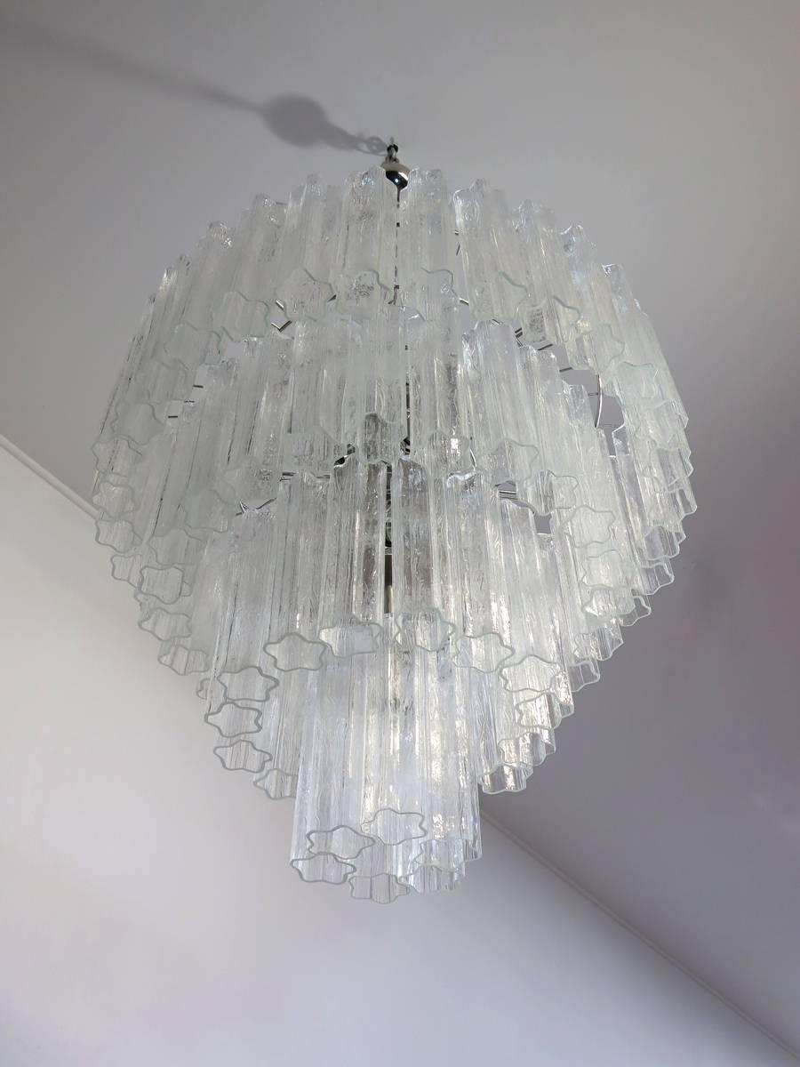 Huge Vintage Murano Glass Tiered Chandelier, 78 Glasses In Good Condition In Gaiarine Frazione Francenigo (TV), IT