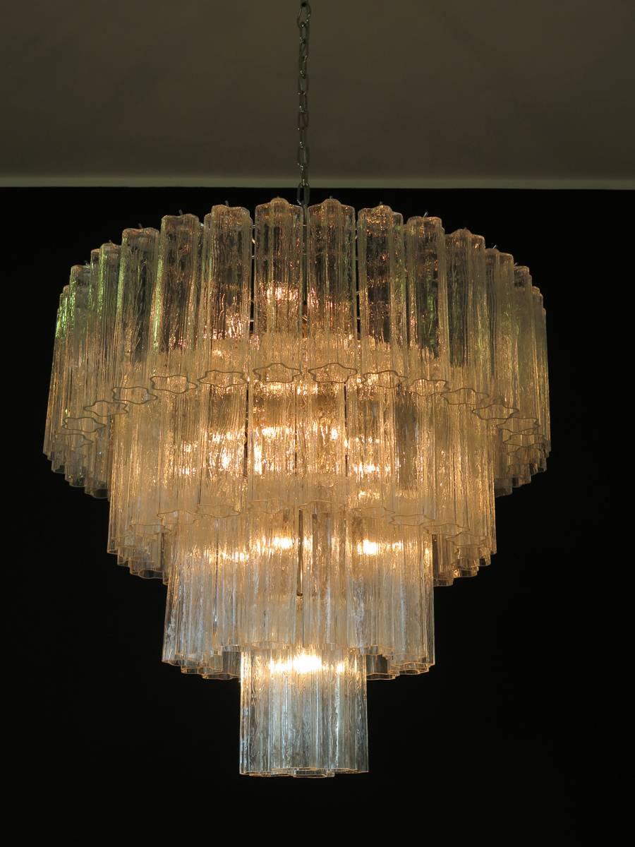 Blown Glass Huge Vintage Murano Glass Tiered Chandelier, 78 Glasses