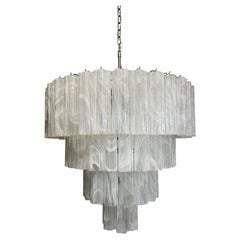 Huge Vintage Murano Glass Tiered Chandelier - 78 ALABASTER WHITE glasses