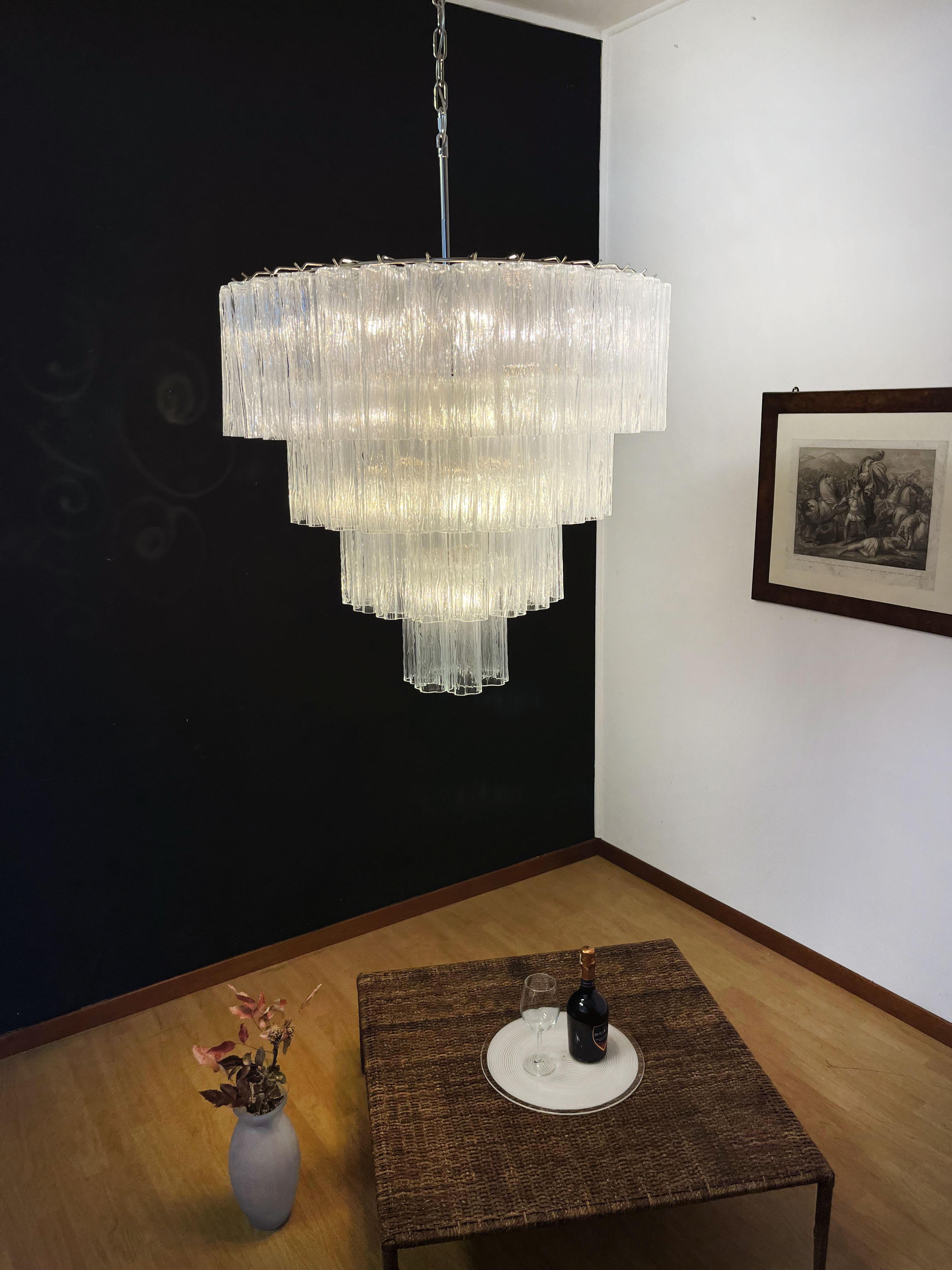Huge Vintage Murano Glass Tiered Chandelier -78 glasses In Good Condition In Gaiarine Frazione Francenigo (TV), IT