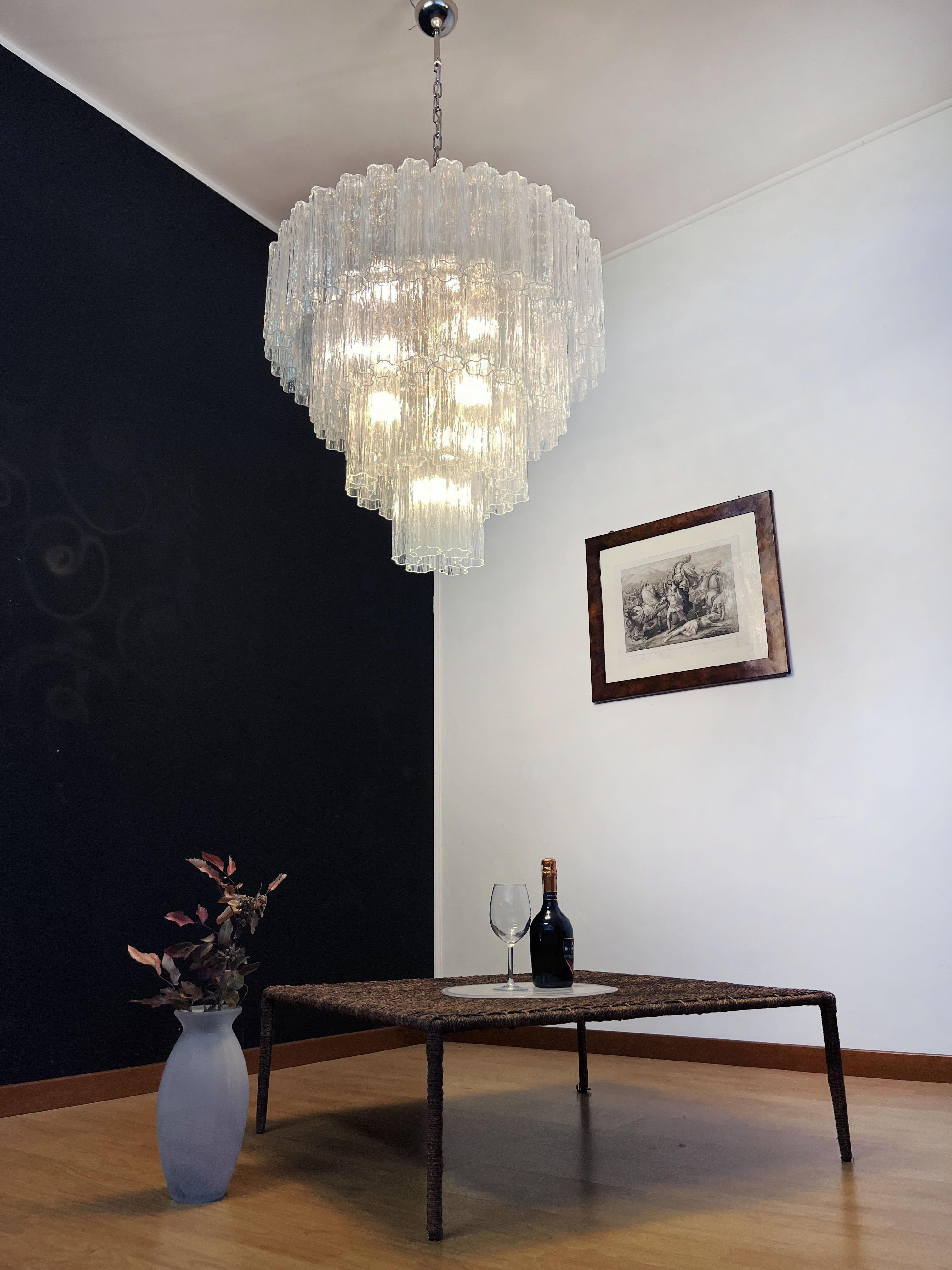 20th Century Huge Vintage Murano Glass Tiered Chandelier -78 glasses